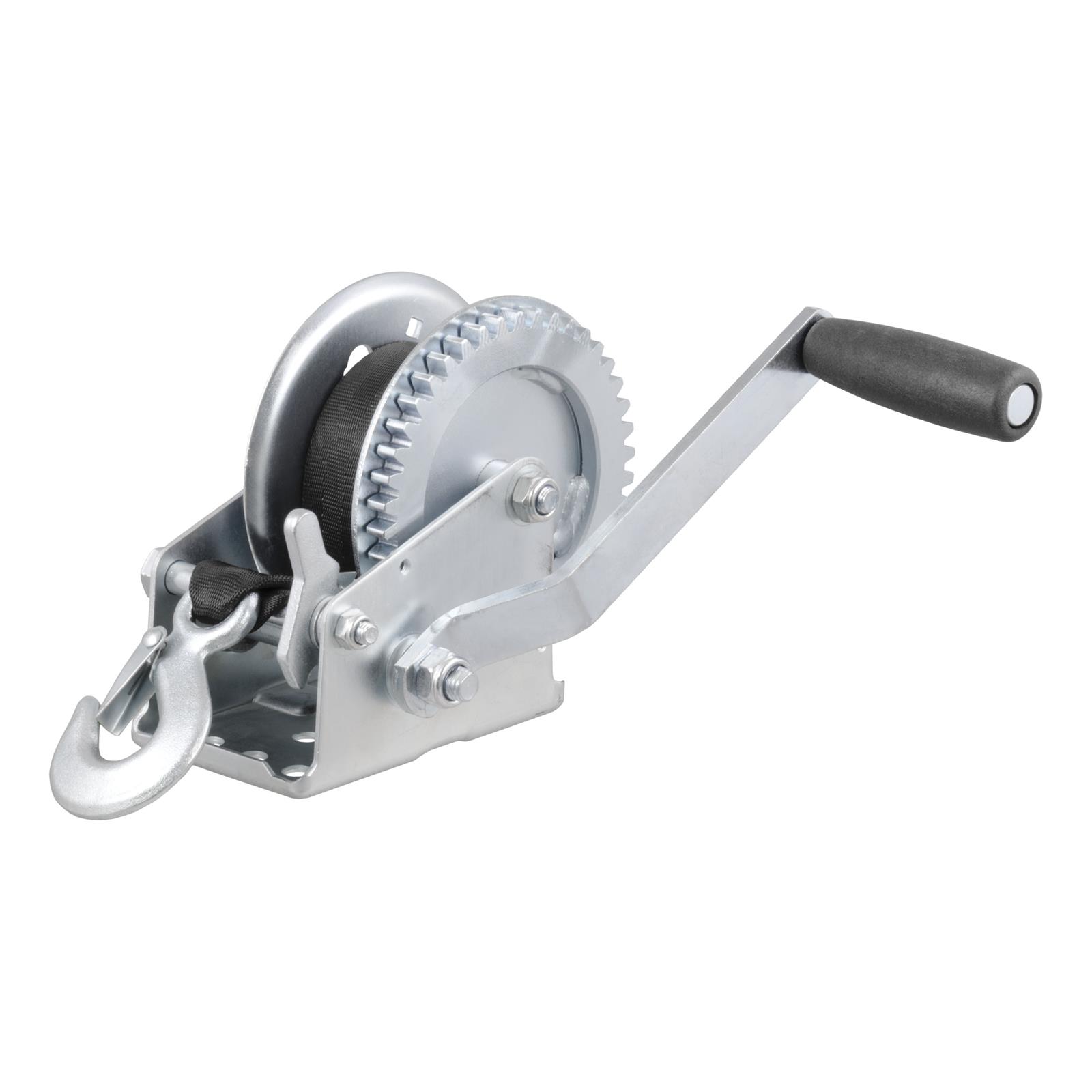 CURT Hand Winches 29435 Winch, Manual, 1,400 lbs. Pull Rating, 7.50 in. Handle Length, 20 ft. Length Winch Strap with Hook, Each