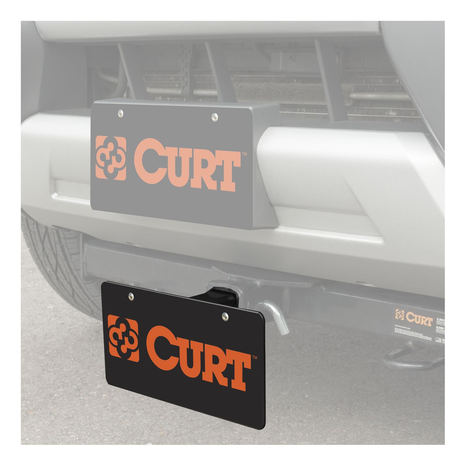 CURT License Plate Holders 31002 Trailer Hitch, Front Hitch, Licence Holder, Black Powdercoated, 2 in. Receiver, Universal Fit thumbnail 3