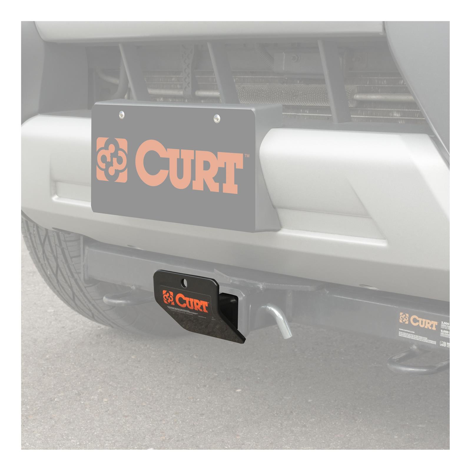 CURT Hitch Tube Covers 31007 Receiver Covers, Skid Shield Design, 2 in. x 2 in., Black Powdercoated, Universal, Each thumbnail 3