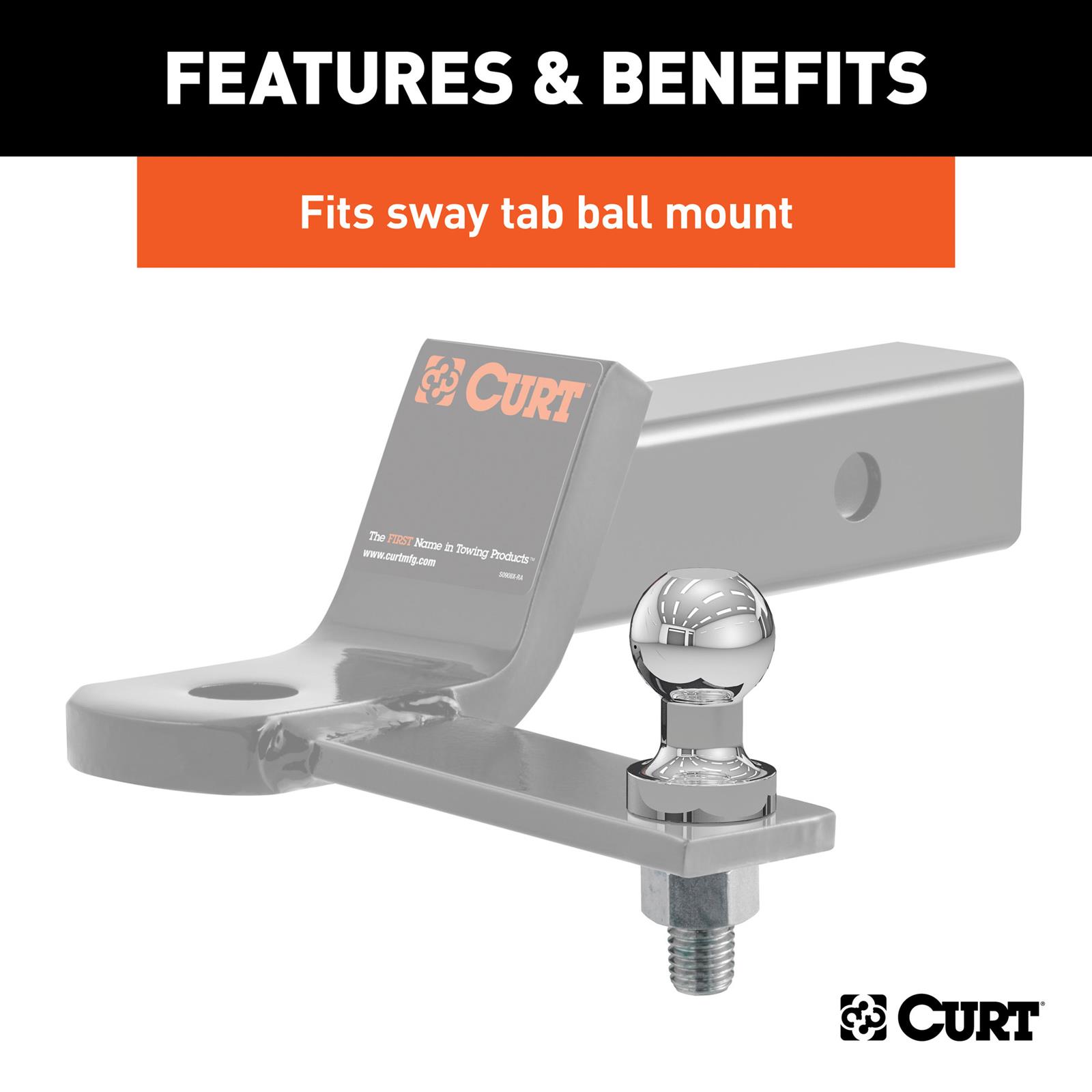 CURT Sway Control Attachment Balls 40010 Ball, Steel Chrome, Each thumbnail 7