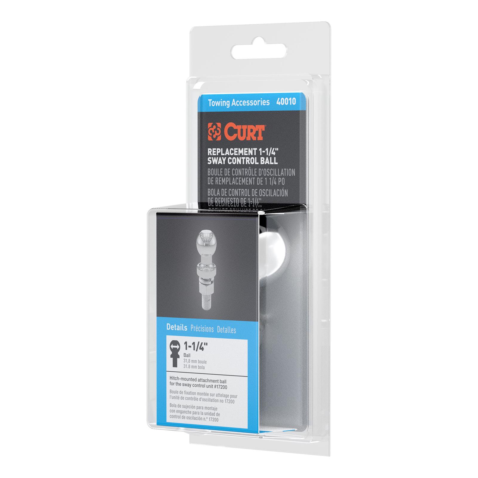 CURT Sway Control Attachment Balls 40010 Ball, Steel Chrome, Each