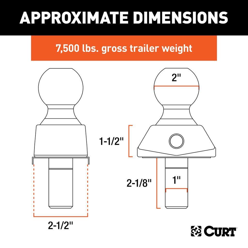 CURT Rockerball Cushioned Hitch Trailer Balls 40047 Ball, Rockerball, Steel, Chrome, 2 in. Ball, Shank Diameter 1.000 in., Shank Length 1.000 in., 7,500 lbs. Each thumbnail 2