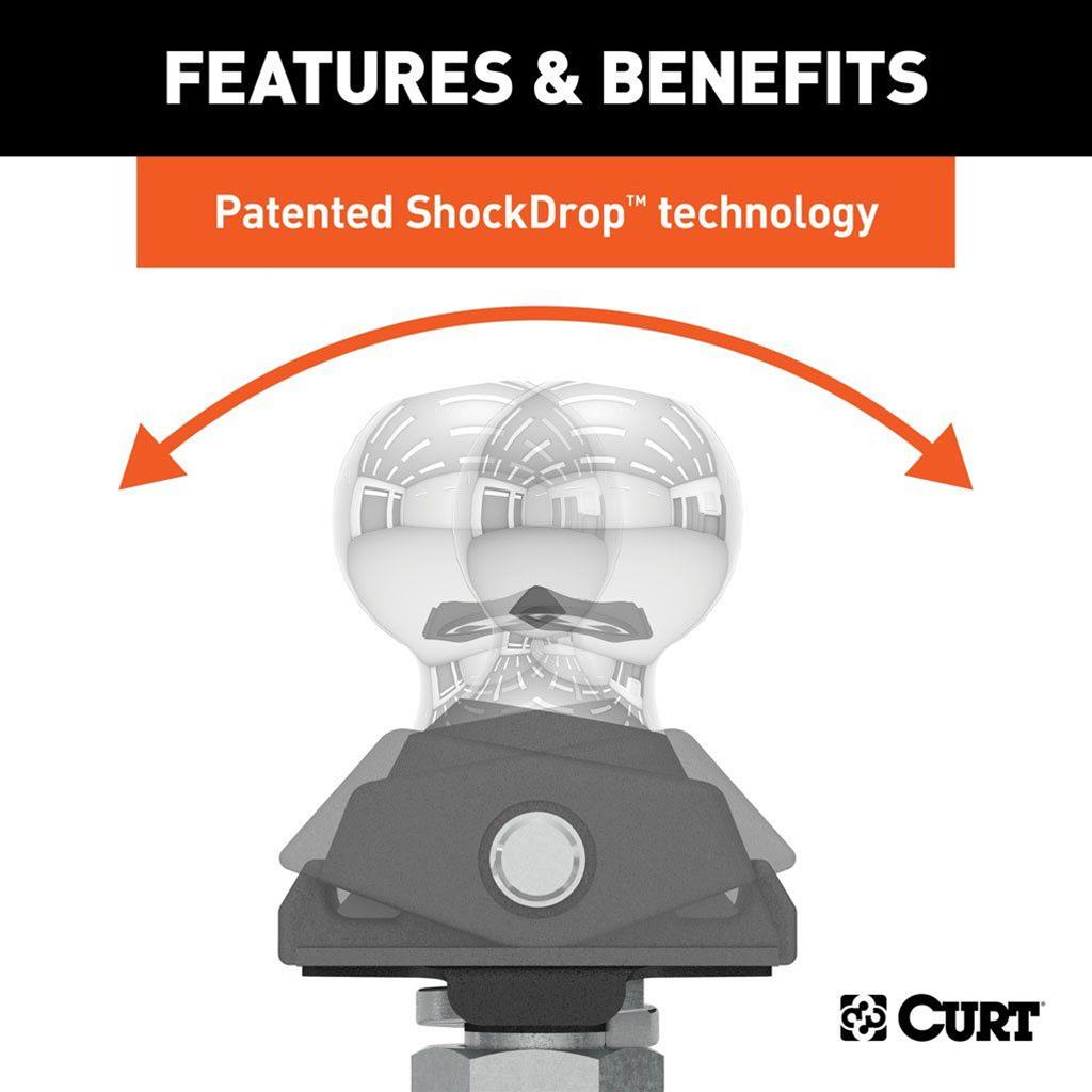 CURT Rockerball Cushioned Hitch Trailer Balls 40047 Ball, Rockerball, Steel, Chrome, 2 in. Ball, Shank Diameter 1.000 in., Shank Length 1.000 in., 7,500 lbs. Each thumbnail 3