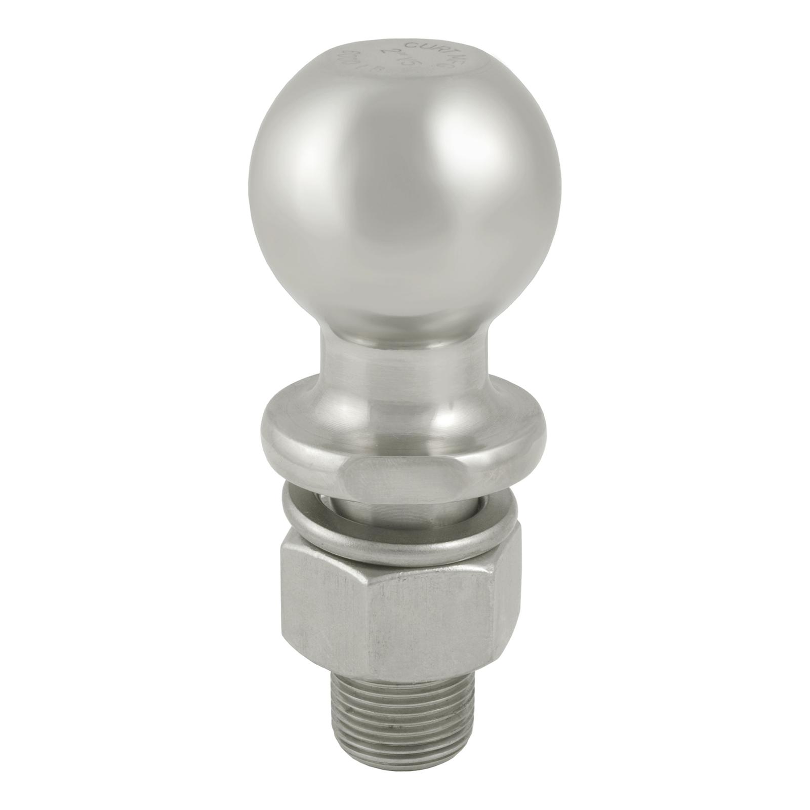 CURT Hitch Balls 40083 Ball, Stainless Steel, 2 in. Ball, 1 in. Diameter Shank, 2.125 in. Length Shank, 6,000 lbs., Each