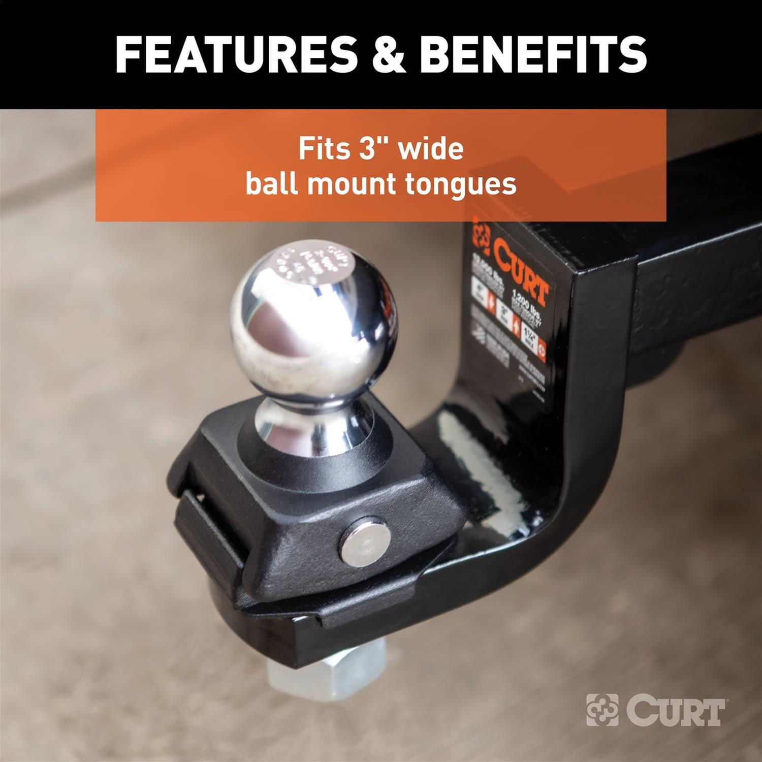 CURT Rockerball Cushioned Hitch Trailer Balls 40249 Ball, RockerBall 2-5/16" Cushion Ball (1-1/4" Shank, 12,000 lbs., Packaged) thumbnail 5