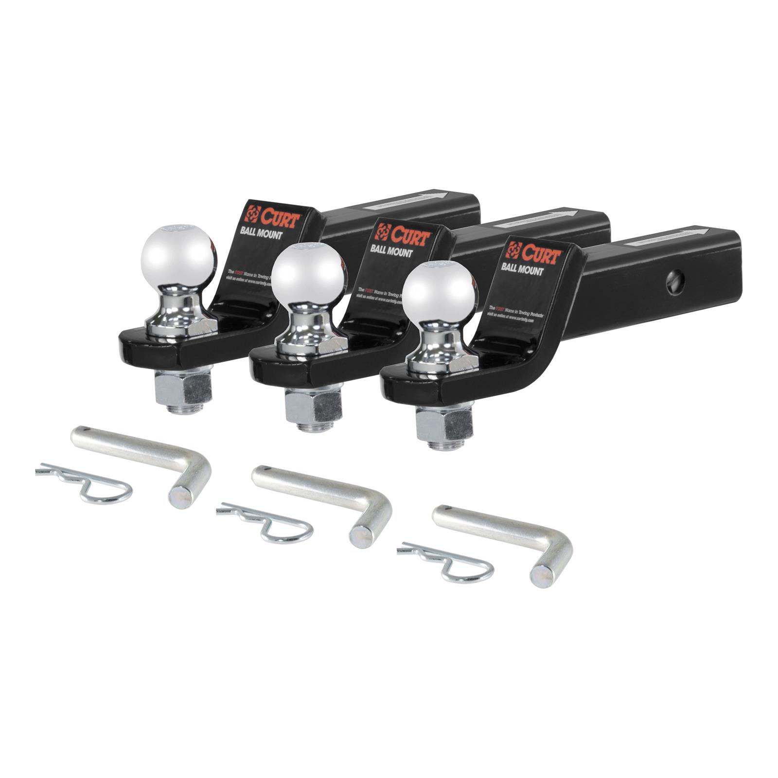 CURT Ready-Tow Ball Mounts 45037 Receiver Hitch Mount, Loaded Mount, 2 in. Drop, Set of 3