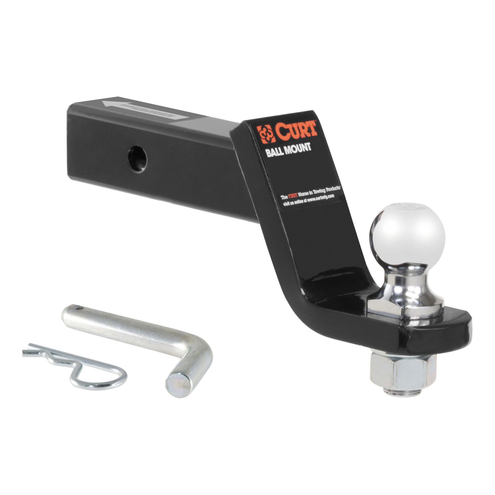 CURT Ready-Tow Ball Mounts 45055 Receiver Hitch Mount, Black, 2 in. Square, 4 in Drop, 2 in. Rise, 8.25 in. Length, Ball, Pin, Kit thumbnail 2