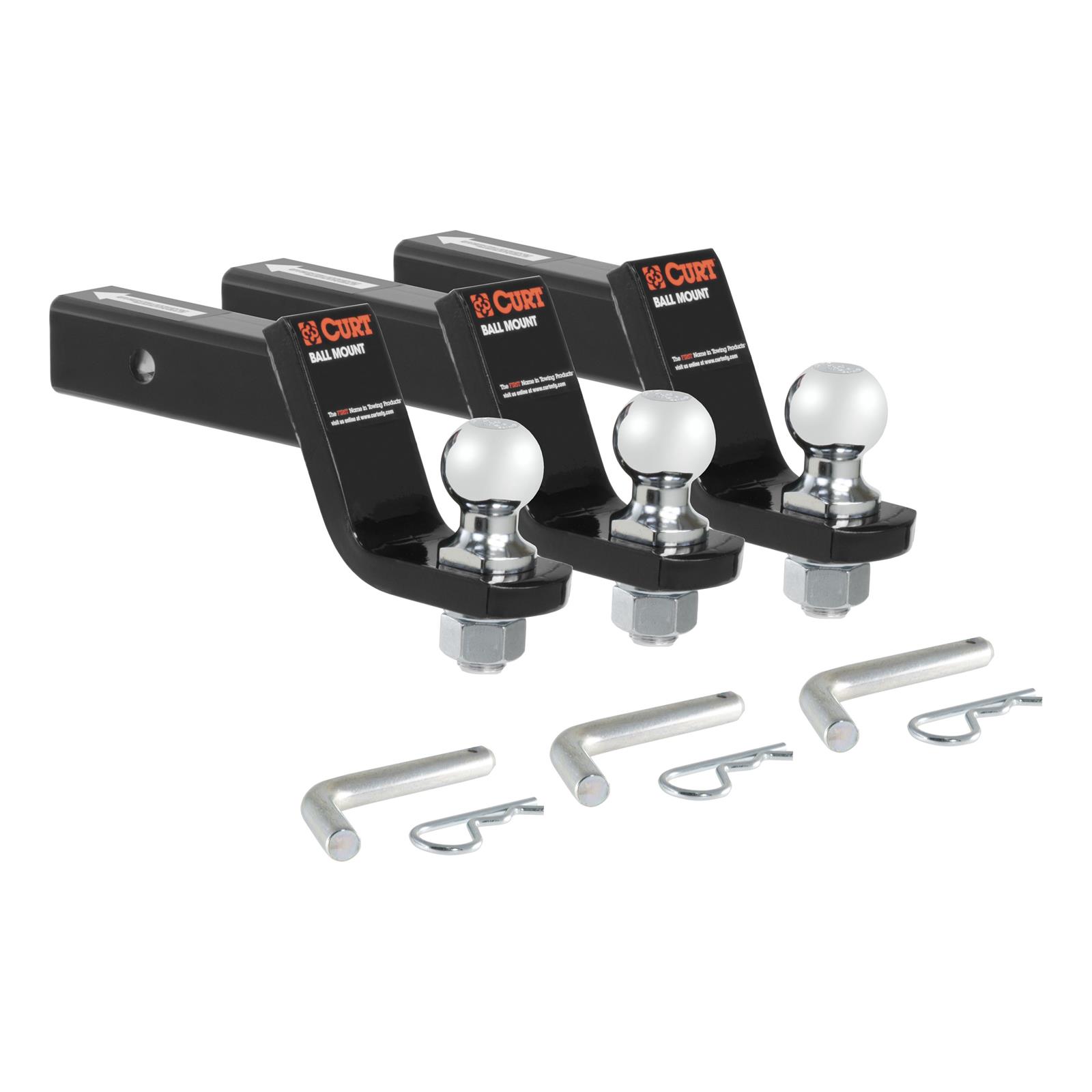 CURT Ready-Tow Ball Mounts 45057 Receiver Hitch Mount Kit, Includes 2 in. Ball, Mount, Pin, Clip, Set of 3 thumbnail 2