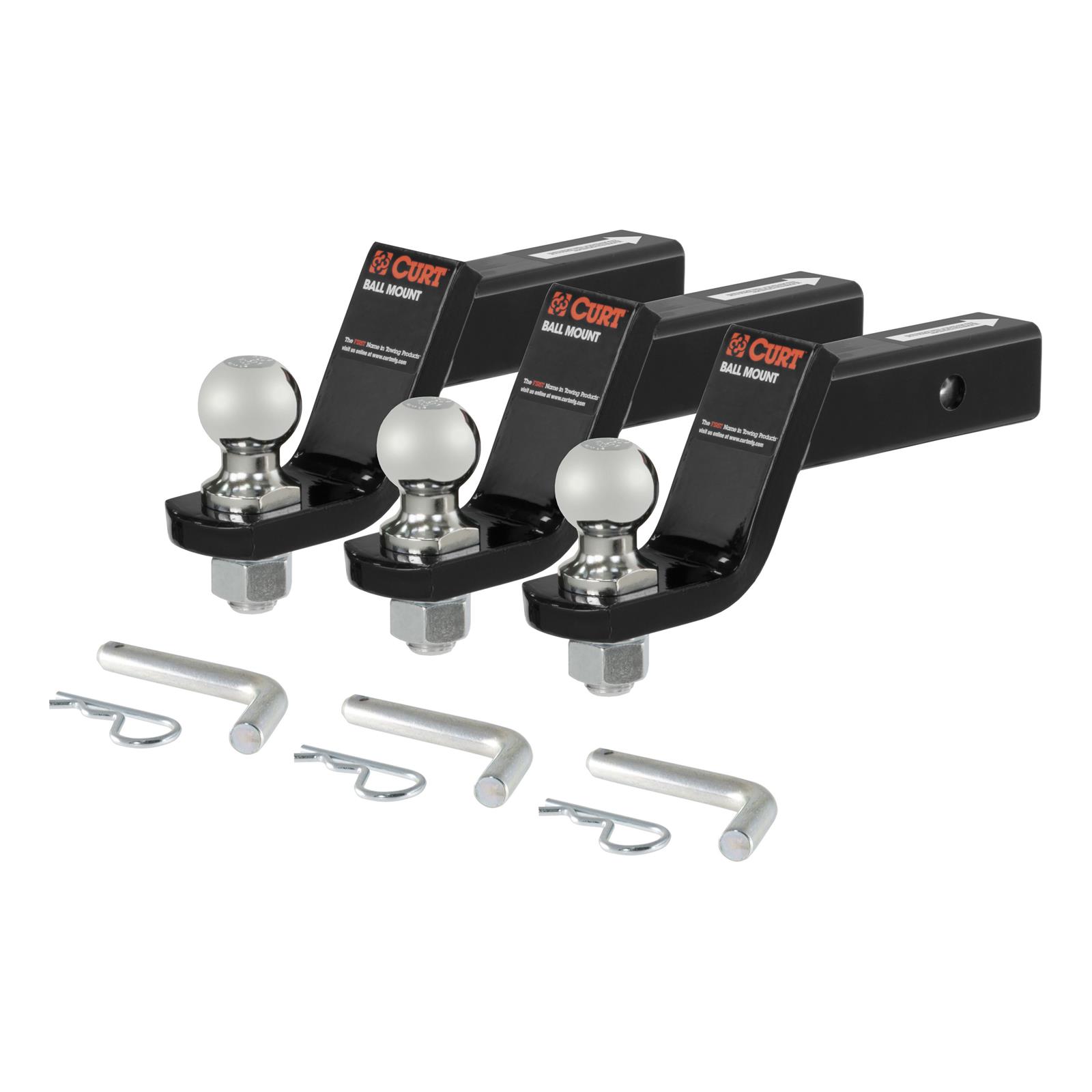 CURT Ready-Tow Ball Mounts 45057 Receiver Hitch Mount Kit, Includes 2 in. Ball, Mount, Pin, Clip, Set of 3