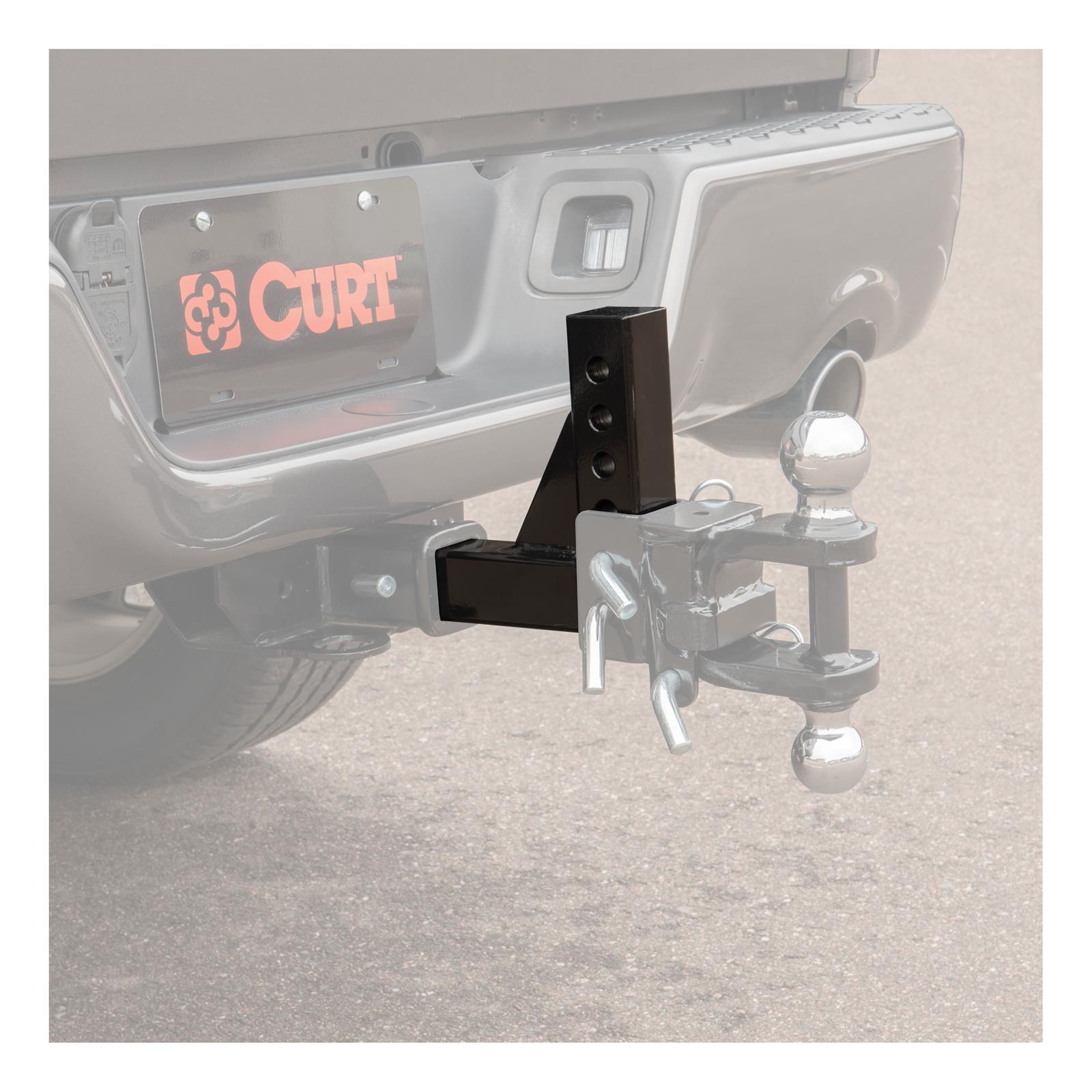 CURT Adjustable Ball Mounts 45059 Receiver Hitch Mount, Adjustable, 2 in. Square, 5 3/4 in. Drop, 5 3/4 in. Rise, Steel, Black Powdercoated, Each thumbnail 5