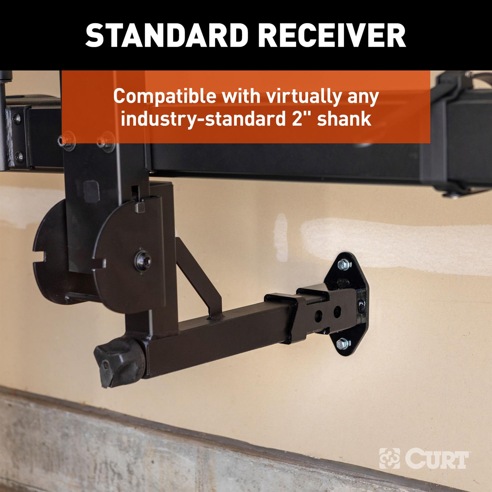 CURT Hitch Accessory Wall Mounts 45069 Accessories, Mount, 2 in. Hitches, Steel, Black, 350 lb. Rating, Each thumbnail 6