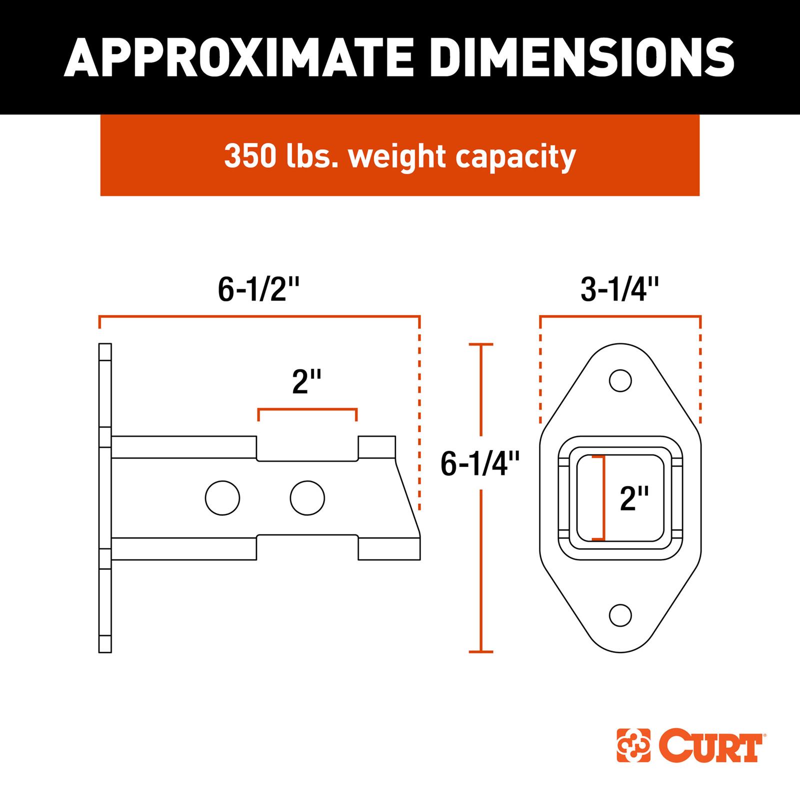 CURT Hitch Accessory Wall Mounts 45069 Accessories, Mount, 2 in. Hitches, Steel, Black, 350 lb. Rating, Each thumbnail 2