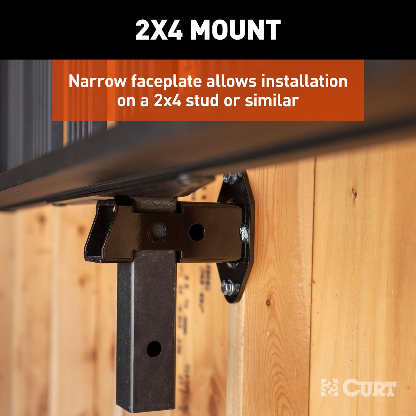 CURT Hitch Accessory Wall Mounts 45069 Accessories, Mount, 2 in. Hitches, Steel, Black, 350 lb. Rating, Each thumbnail 7