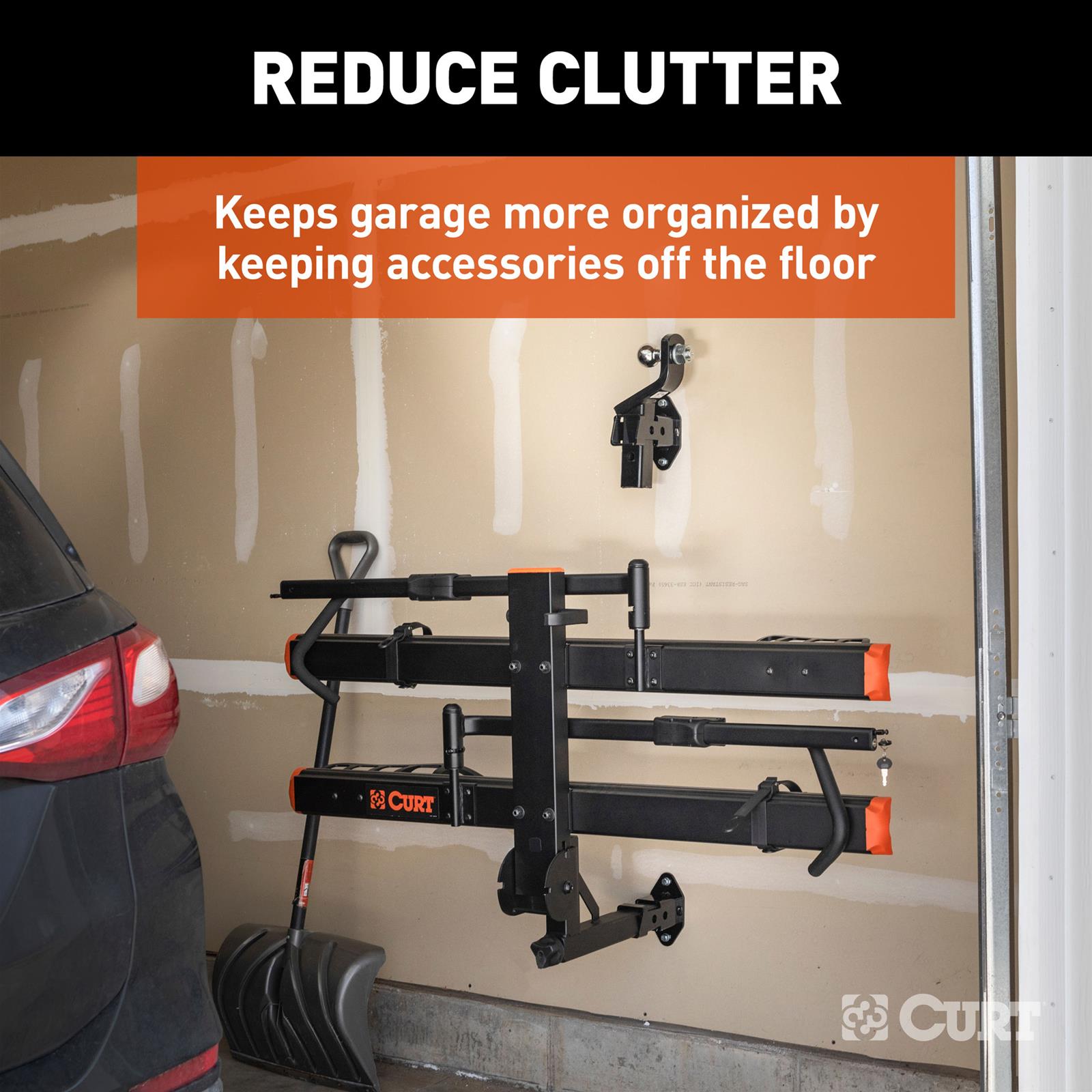 CURT Hitch Accessory Wall Mounts 45069 Accessories, Mount, 2 in. Hitches, Steel, Black, 350 lb. Rating, Each thumbnail 4