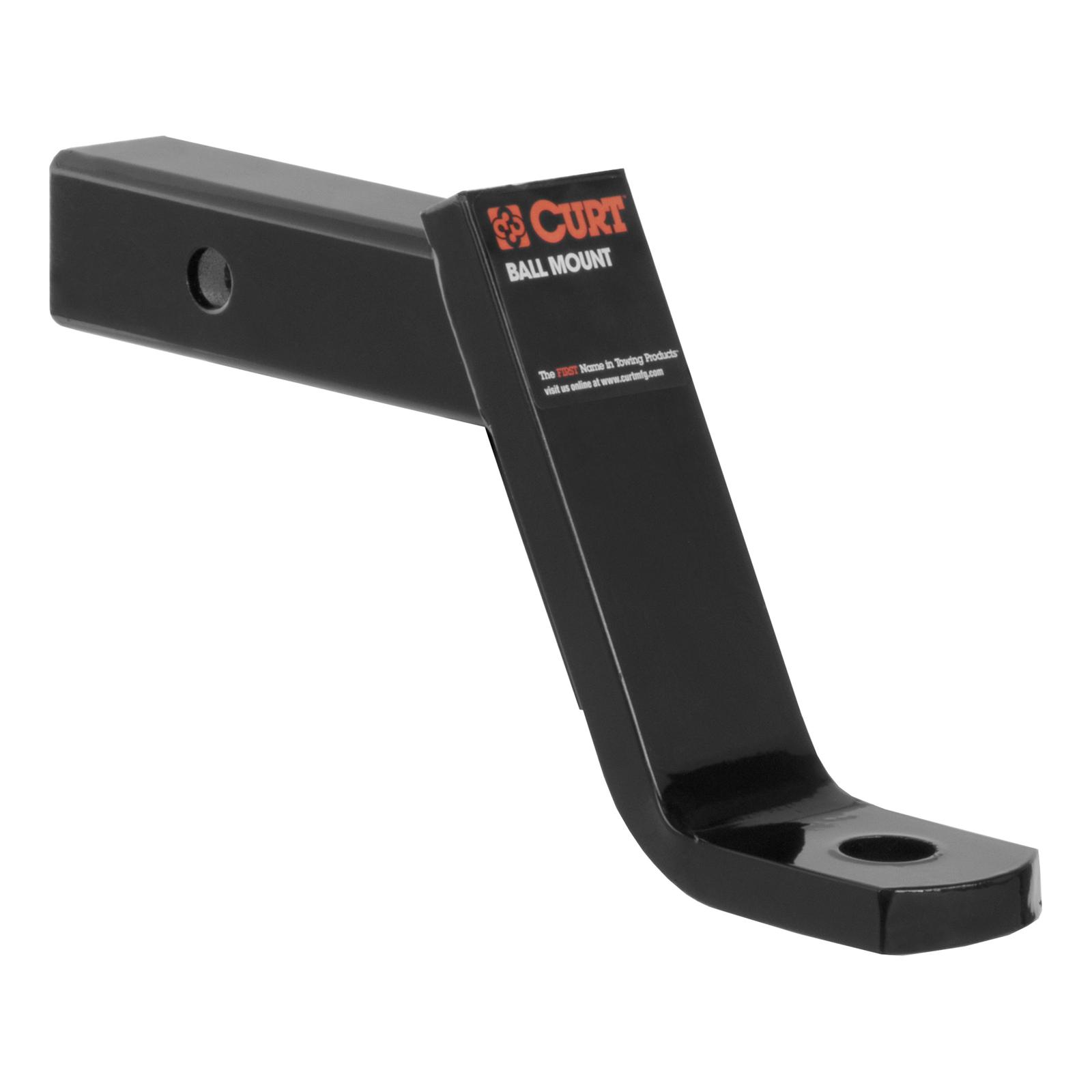 CURT Powdercoated Ball Mounts 45070 Receiver Hitch Mount, Black, 2 in. Square, 6 in. Drop, 4 in. Rise, 9.25 in. Length, Each