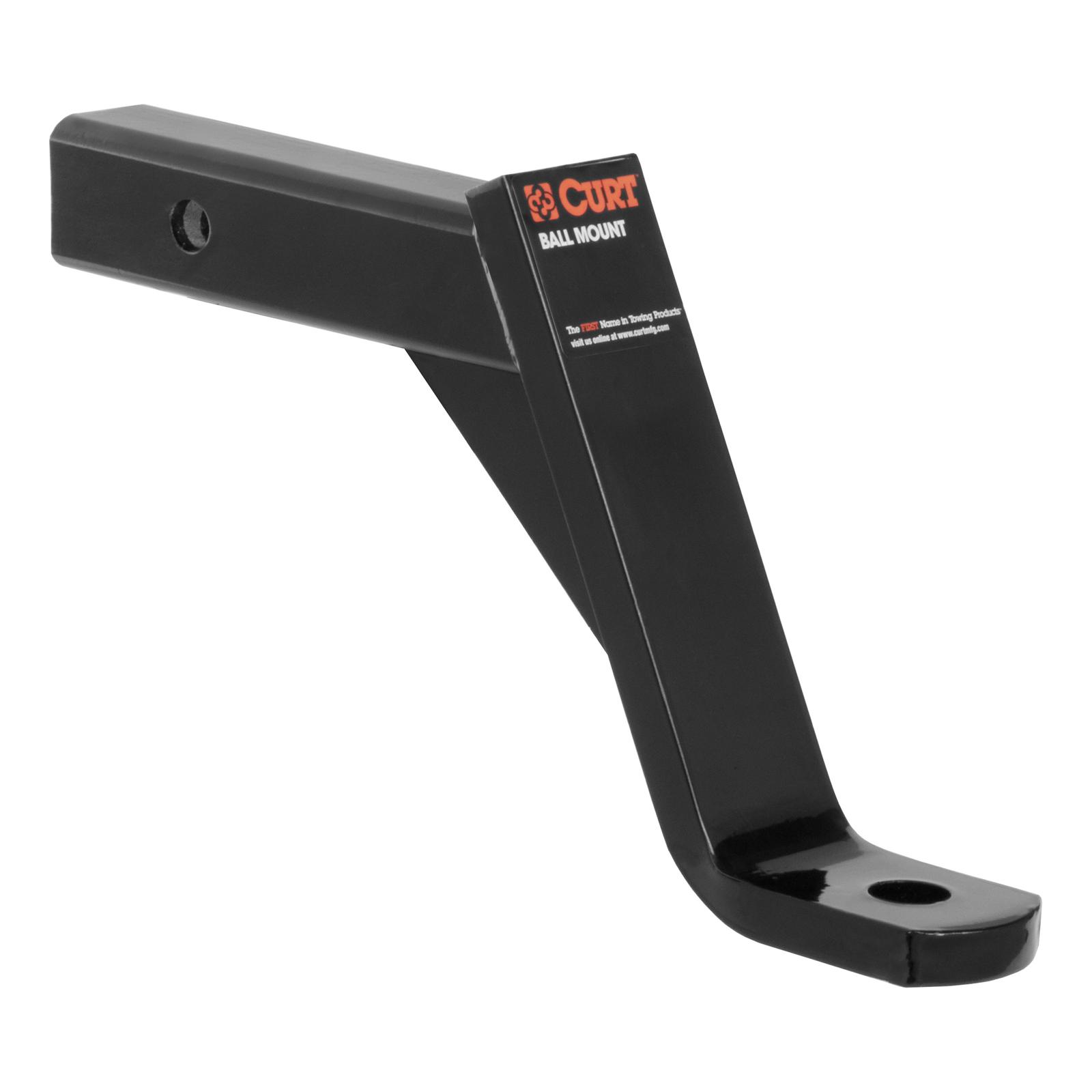 CURT Powdercoated Ball Mounts 45090 Receiver Hitch Mount, Black, 2 in. Square, 8 in. Drop, 6 in. Rise, 8.25 in. Length, Each