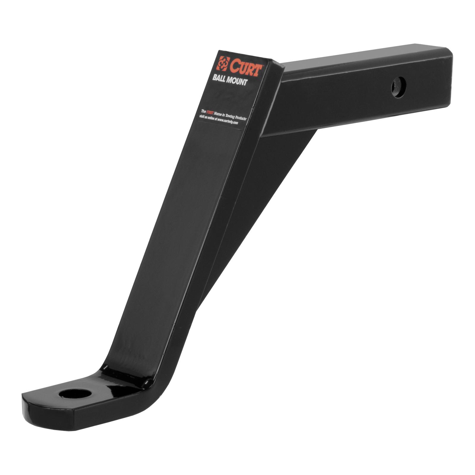CURT Powdercoated Ball Mounts 45110 Receiver Hitch Mount, Black, 2 in. Square, 10 in. Drop, 8 in. Rise, 8.25 in. Length, Each thumbnail 2