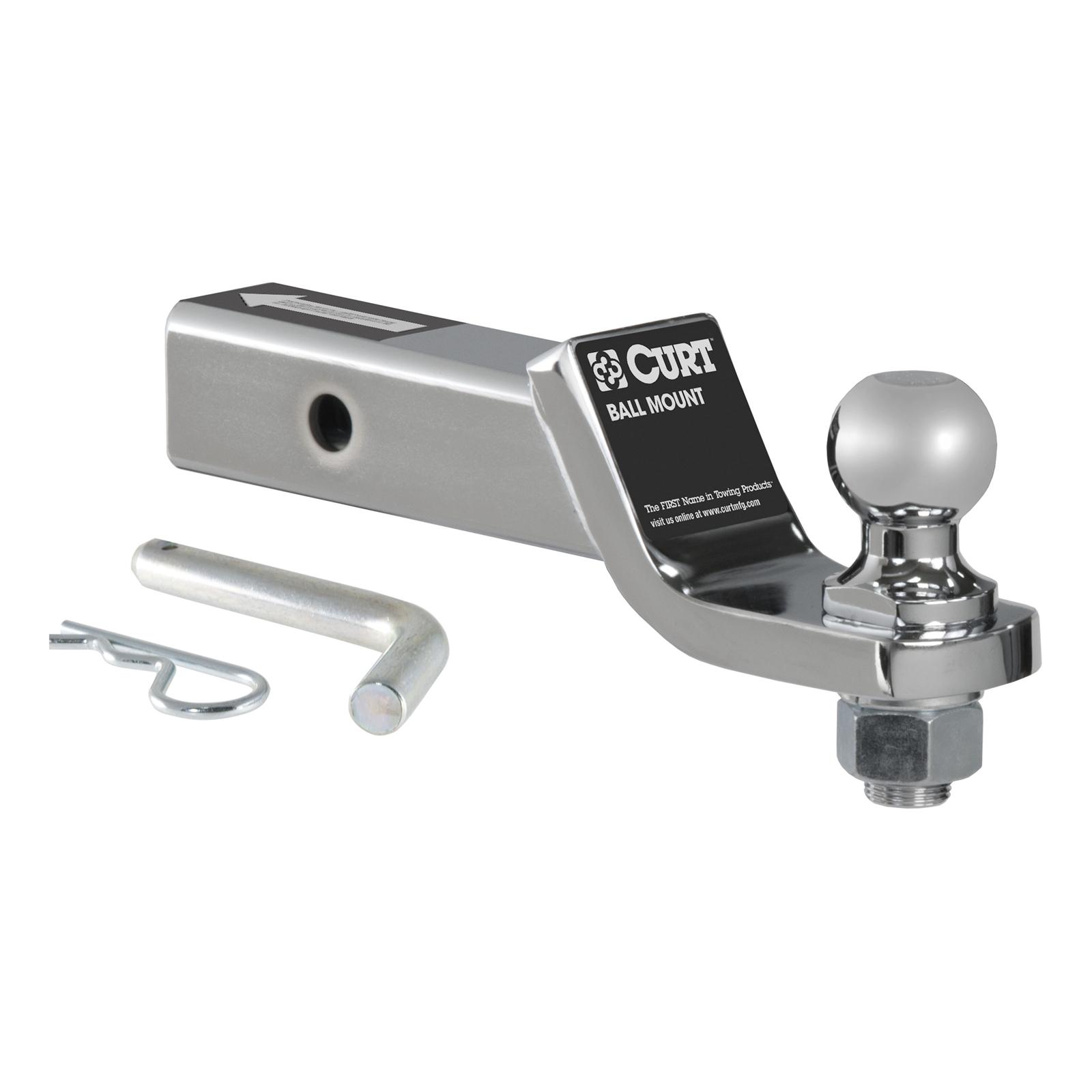 CURT Ready-Tow Ball Mounts 45293 Receiver Hitch Mount, Steel, Chrome, 2 in. Square, 2 in. Drop, .750 in. Rise, 8.25 in. Length, Each thumbnail 2