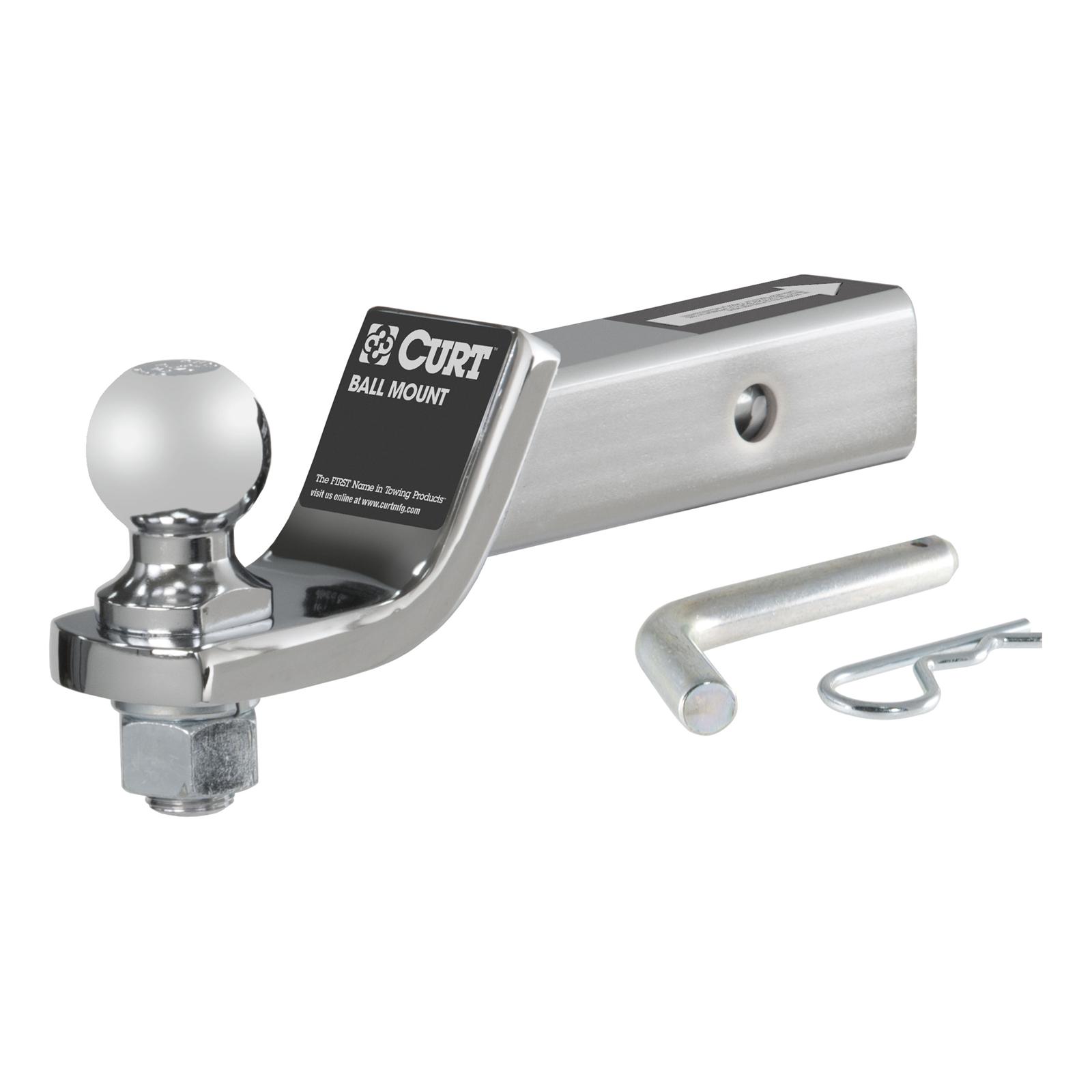 CURT Ready-Tow Ball Mounts 45295 Receiver Hitch Mount, Steel, Chrome, 2 in. Square, 2 in. Drop, .750 in. Rise, 8.25 in. Length, Each thumbnail 2