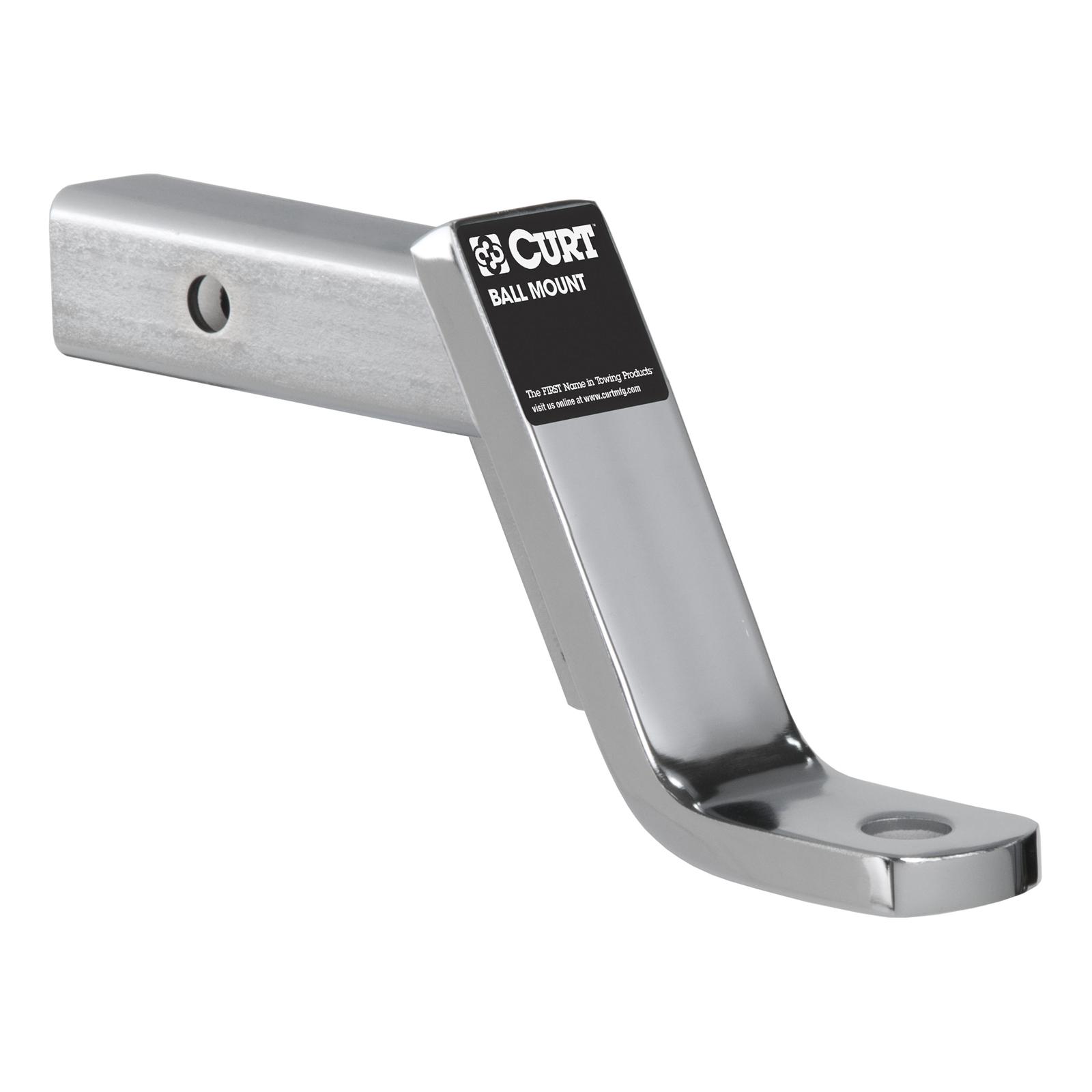 CURT Chrome Plated Ball Mounts 45297 Receiver Hitch Mount, Plated, 2 in. Square, 6 in. Drop, 4 in. Rise, 8.25 in. Length, Each