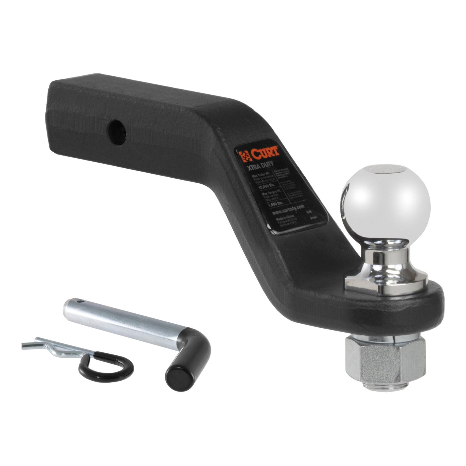CURT Ready-Tow Ball Mounts 45332 Receiver Hitch Mount, Steel, Carbide, 2 in. Square, 4 in. Drop, 8.25 in. Length, 2 5/16 in. Ball, Each thumbnail 2