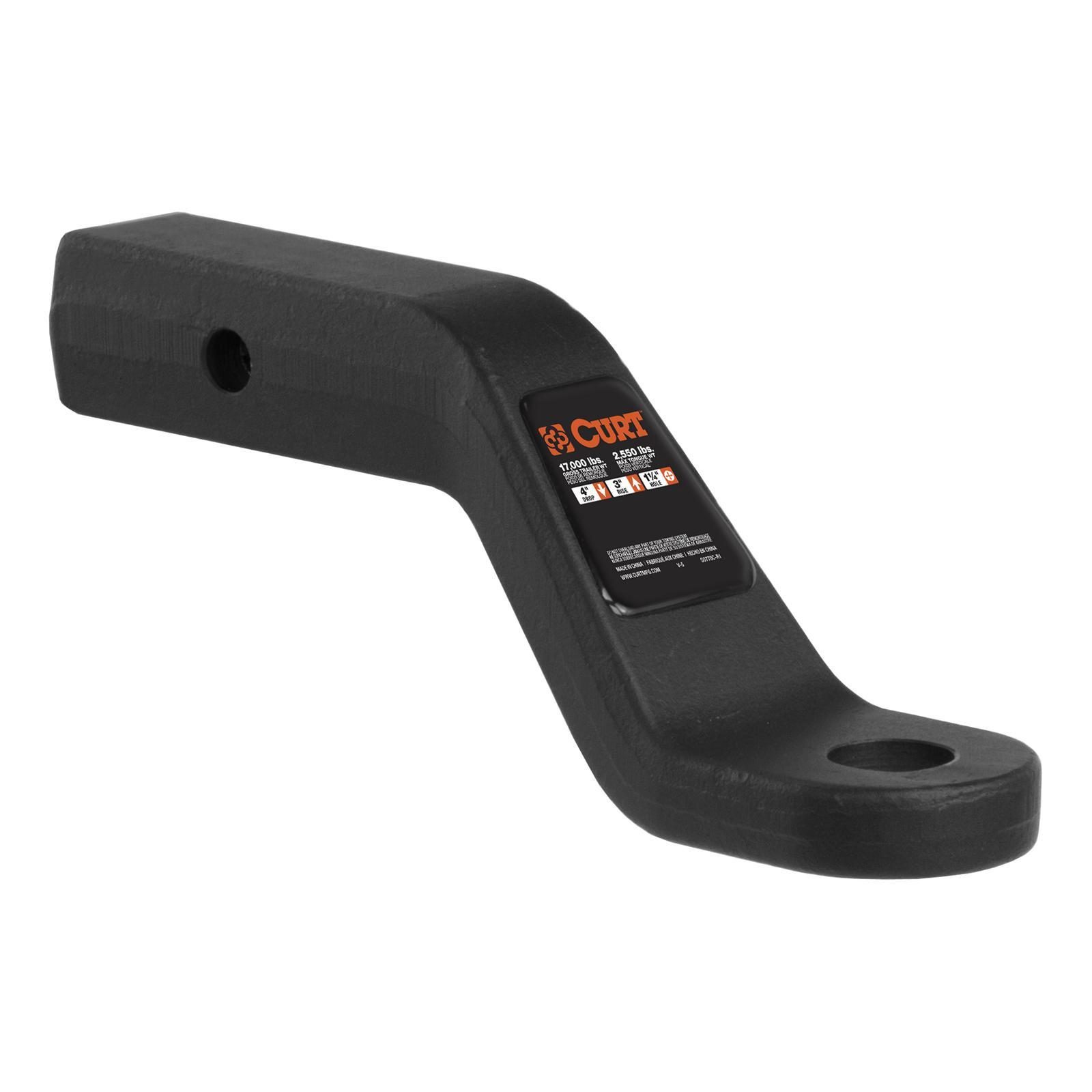 CURT Magnum One-Piece Forged Ball Mounts 45341 Receiver Hitch Mount, V, Carbide, 2 in.Square, 4 in. Drop, 3 in. Rise, 8.25 in Length, Each thumbnail 2