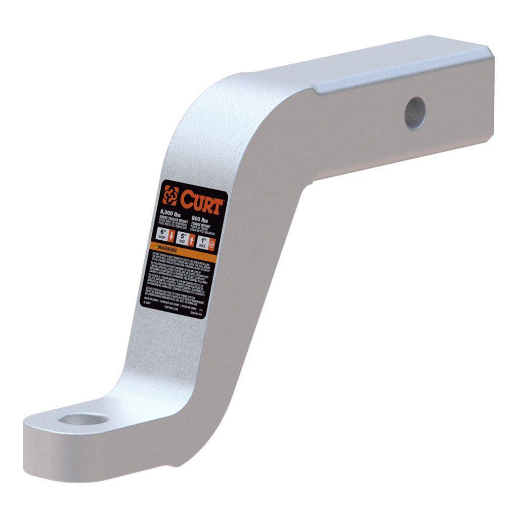 Curt Manufacturing Receiver Hitch Ball Mounts 45362 Trailer Mount, Aluminum Mount (2" Shank, 8,000 lbs, 6" Drop, 8-1/2" Long)