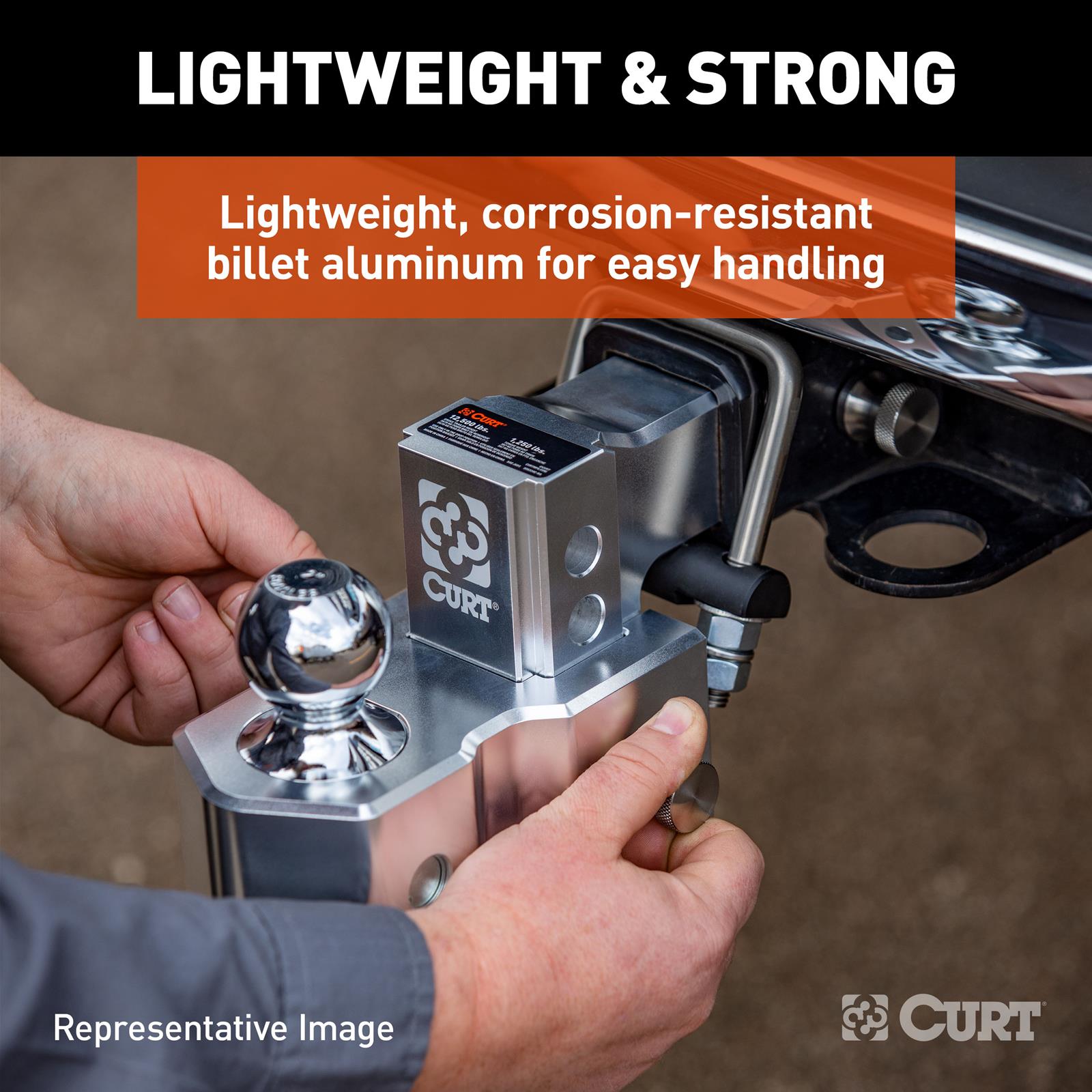 CURT Adjustable Ball Mounts 45363 Receiver Hitch Mount, Adjustable, 2 in. Square, 5.50 in. Drop, 2 in. ball, 2 5/16 in. Ball, Each thumbnail 4