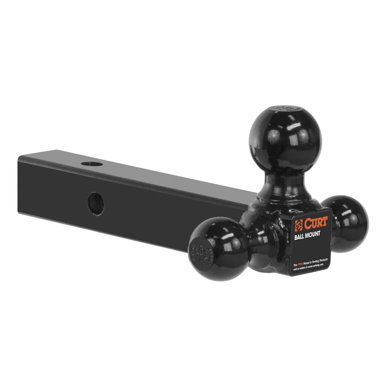 CURT Triple Ball Mounts 45650 Receiver Hitch Mount, Steel, Black, 2 in. Square, Solid Shank, 10,000 lbs. Max, 0 in. Drop, 0 in. Rise, 8.50 in. Length, Each thumbnail 2