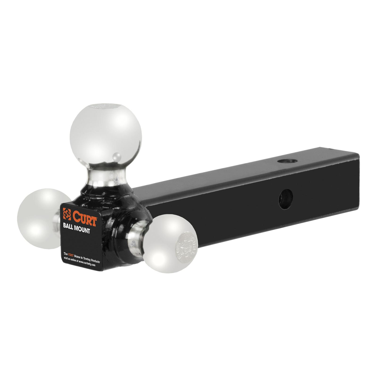 CURT Triple Ball Mounts 45655 Receiver Hitch Mount, Steel, Black, 2 in. Square Solid Shank, 10,000 lbs. Max, 0 in. Drop, 0 in. Rise, 8.50 in. Length, Each