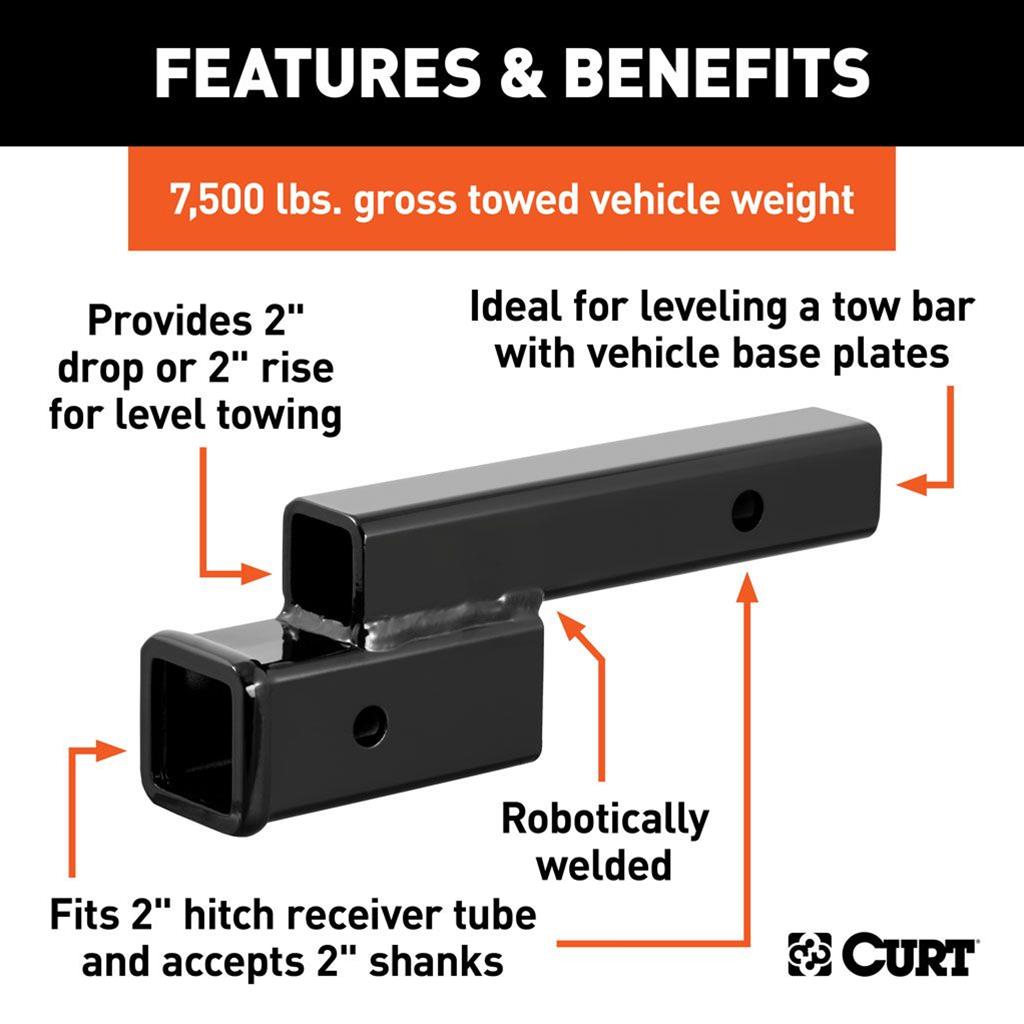 Curt Manufacturing Receiver Hitch Extenders and Adapters 45797 Trailer Adapter, Adapter (2" Shank, 2" Drop, 7,500 lbs.) thumbnail 3