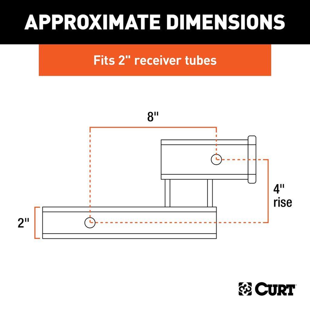 Curt Manufacturing Receiver Hitch Extenders and Adapters 45798 Trailer Adapter, Adapter (2" Shank, 4" Drop, 7,500 lbs.) thumbnail 2