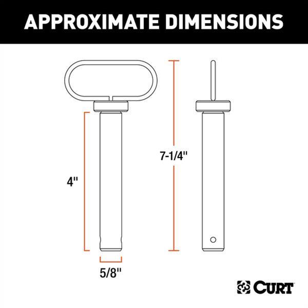 CURT Clevis Pins 45804 Pin, 5/8 in., 4 in. length, Handle and Clip, Each thumbnail 4
