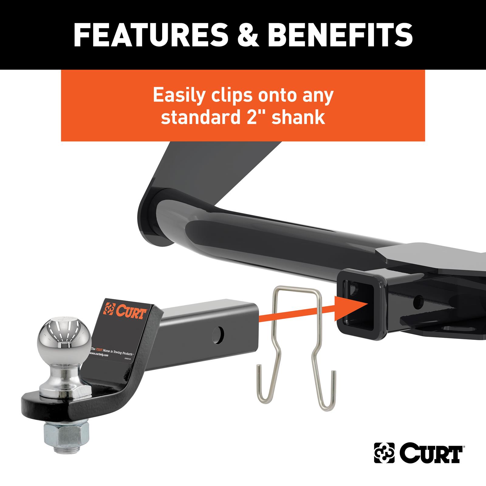 Curt Manufacturing Trailer Safety Chains and Cables 45807 Hitch Chain, Chain Holder Bracket (2" Shank) thumbnail 5