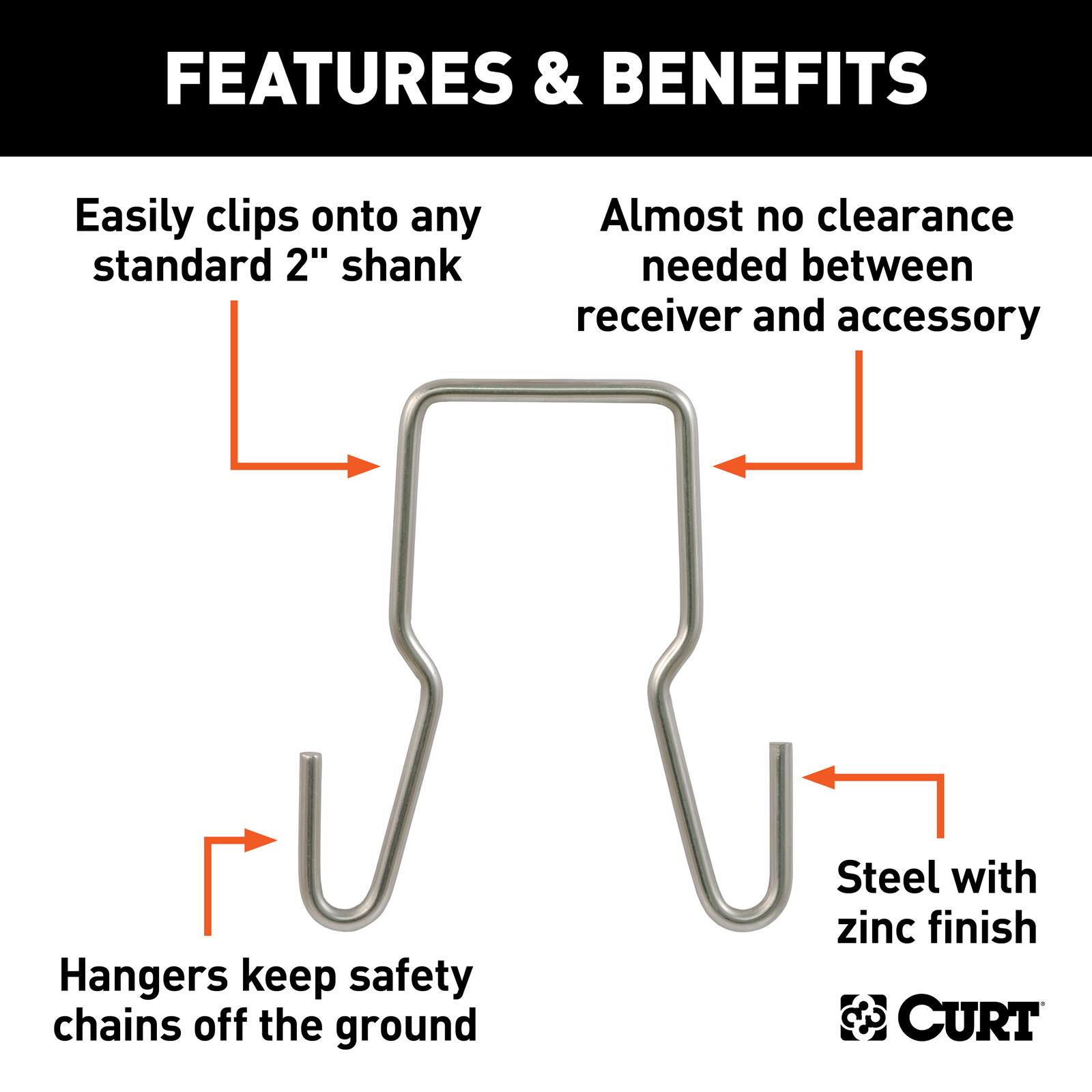 Curt Manufacturing Trailer Safety Chains and Cables 45807 Hitch Chain, Chain Holder Bracket (2" Shank) thumbnail 4