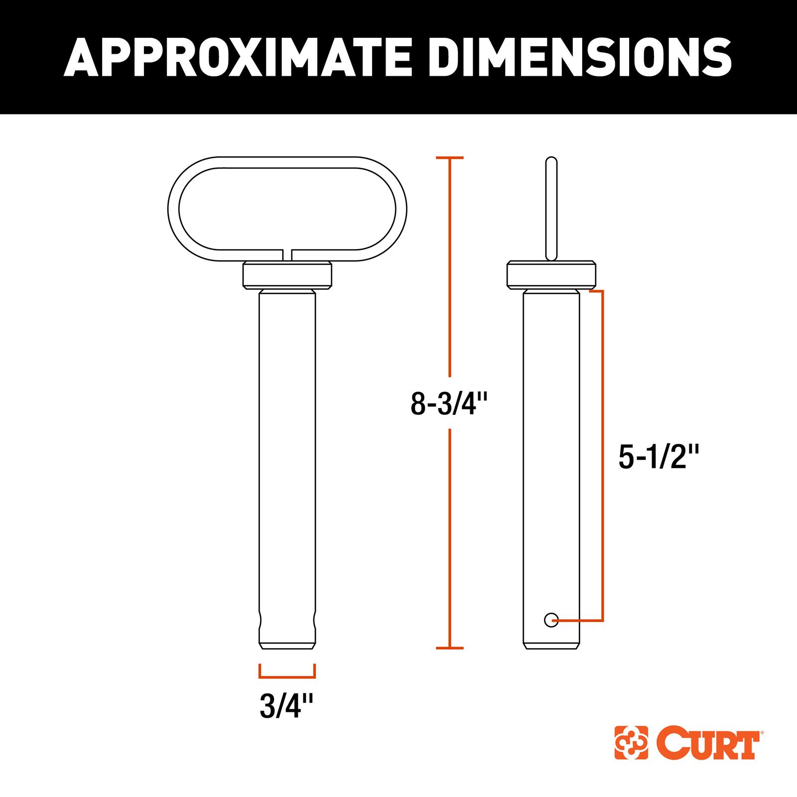 CURT Clevis Pins 45809 Pin, 3/4 in., 4.125 in. Long, Handle and Clip, Each thumbnail 2