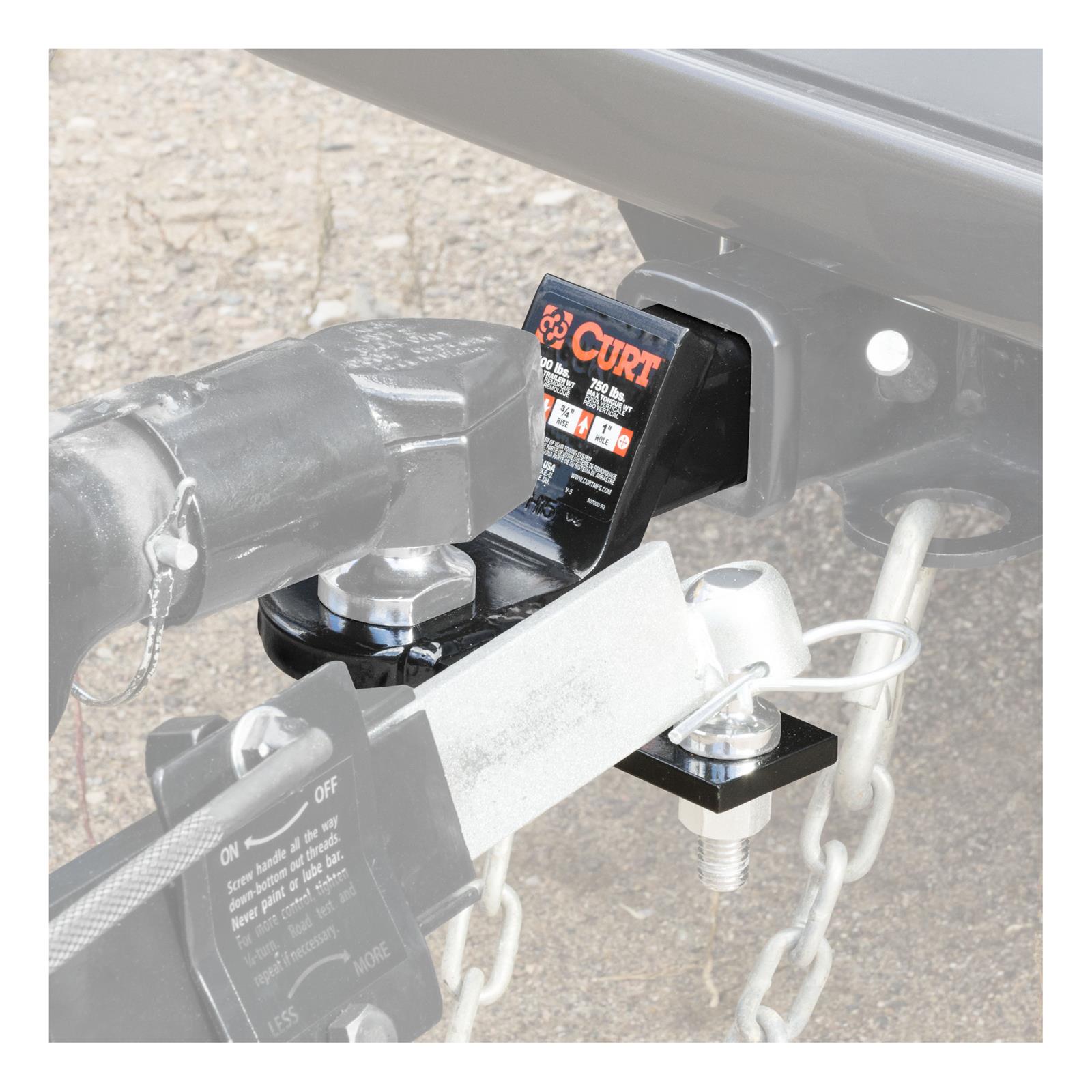 CURT Sway Control Ball Mounts 45820 Receiver Hitch Mount, Solid Steel, Black, 2 in. Square, 2 in. Drop, .750 in. Rise, 7.50 in. Length, Each thumbnail 3