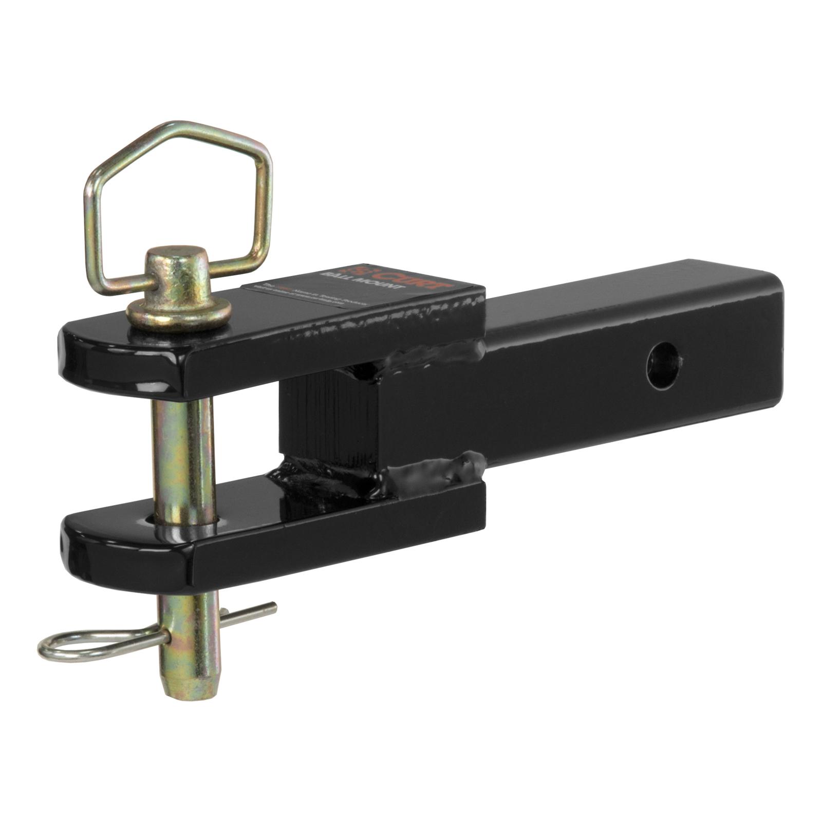 CURT Clevis Pin Ball Mounts 45821 Receiver Hitch Mount, Steel, Black Powdercoated, 2 in. Square, .750 in. Hole, Hitch Pin/Clip, Each