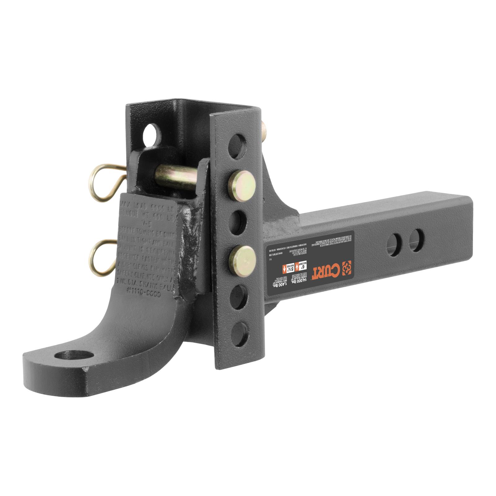 CURT Adjustable Ball Mounts 45901 Receiver Hitch Mount, Adjustable, 2 in. Square Mount, Steel, Black Powdercoated, Each thumbnail 3