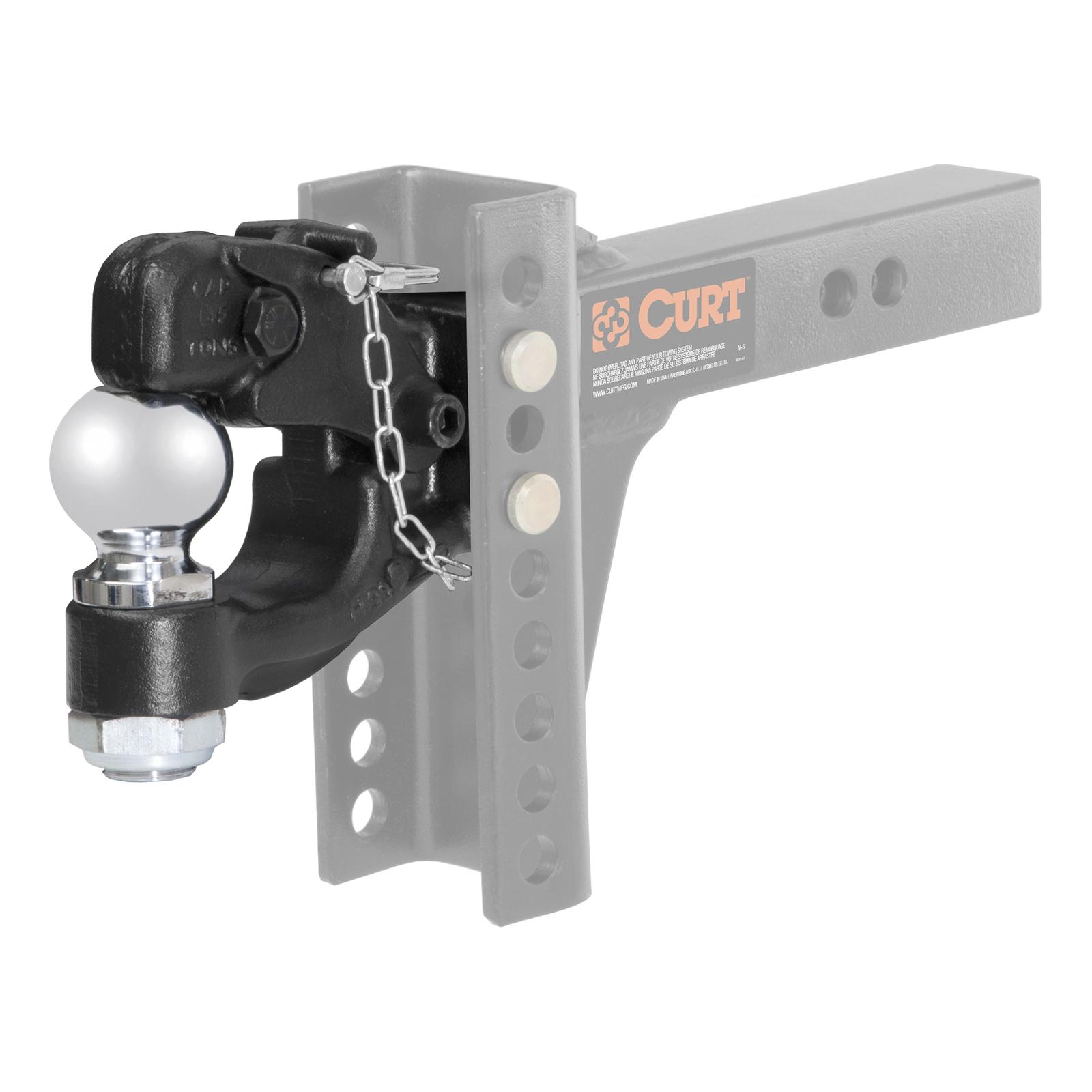 CURT Combination Ball/Pintle Hooks 45920 Pintle Hitch, Ball and Pintle Hook, Channel Mount, 13,000 lbs. GTW, 2 5/16 in. Hitch Ball Diameter, Each thumbnail 3