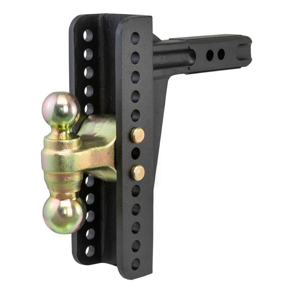 CURT Adjustable Ball Mounts 45927 Receiver Hitch Mounts, Mounts, Steel, Black, 2 1/2 in. Square, 10 3/8 in. Drop, 8 7/8 in. Rise, Zinc Finish Hitch Balls, Each