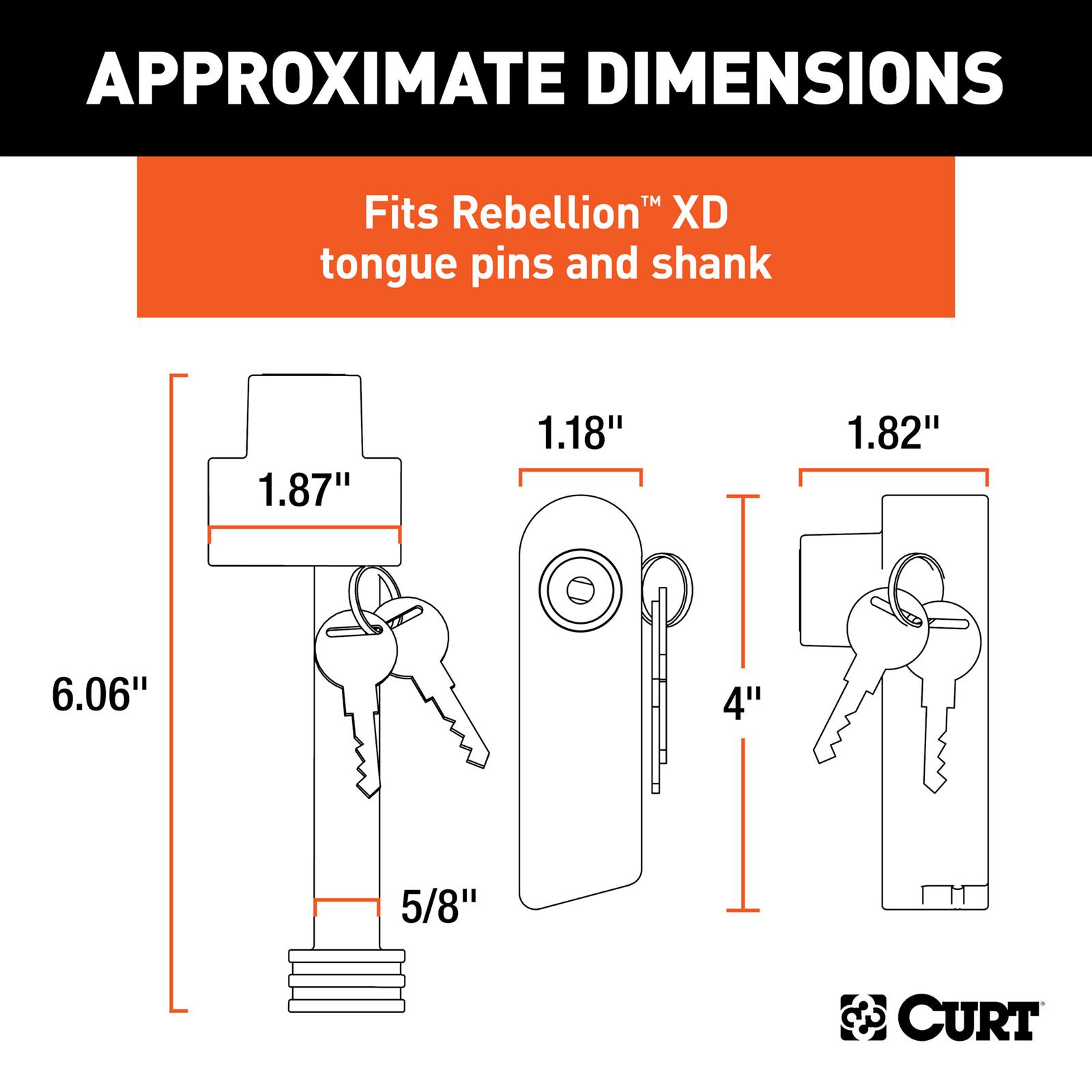 CURT Rebellion XD Tongue and Hitch Lock Sets 45932 Receiver Coupler Locks, Trailer Lock, Set thumbnail 2