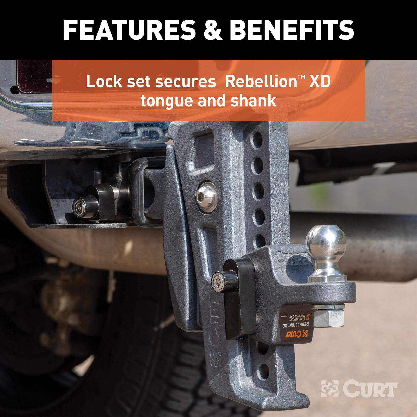 CURT Rebellion XD Tongue and Hitch Lock Sets 45932 Receiver Coupler Locks, Trailer Lock, Set thumbnail 4