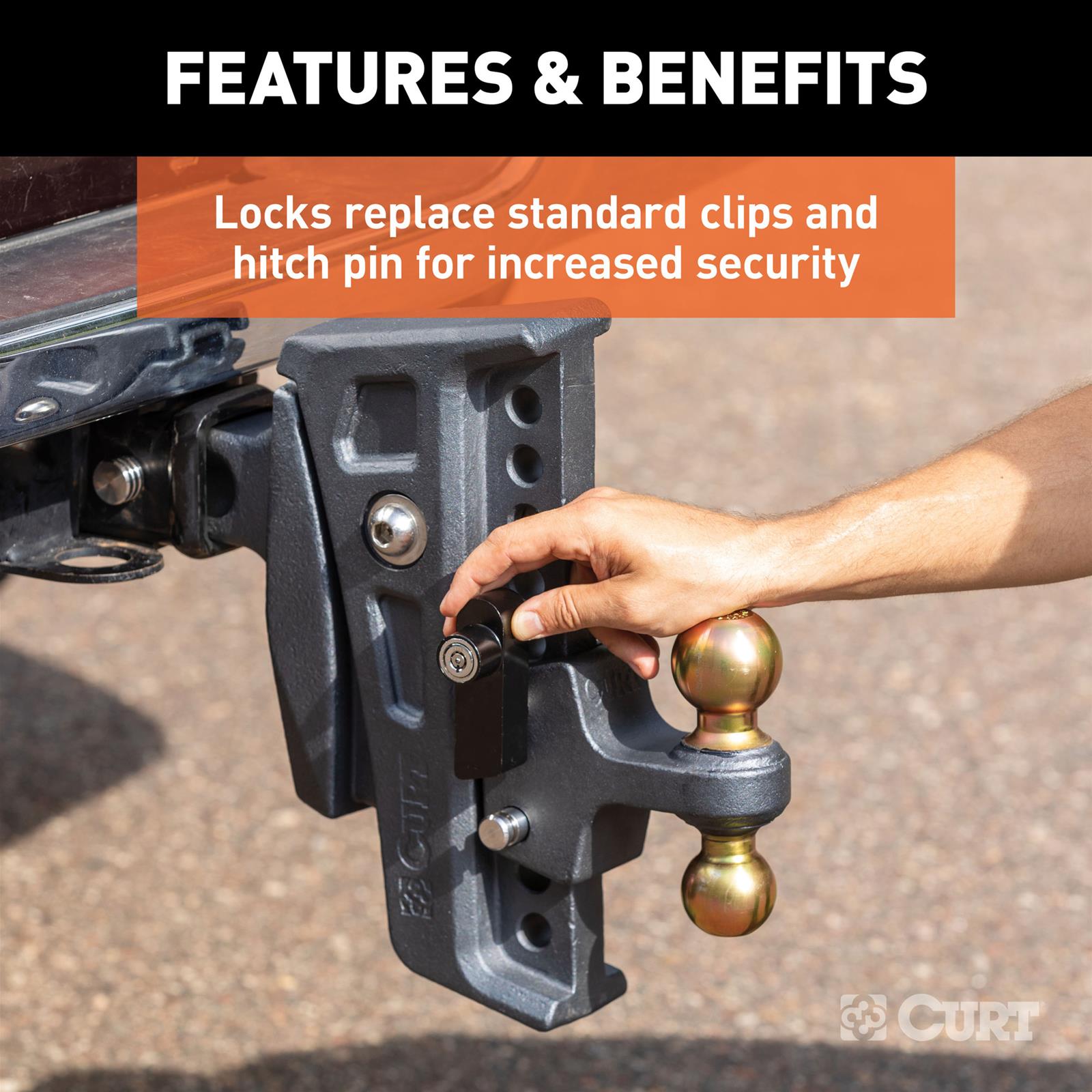 CURT Rebellion XD Tongue and Hitch Lock Sets 45932 Receiver Coupler Locks, Trailer Lock, Set thumbnail 6