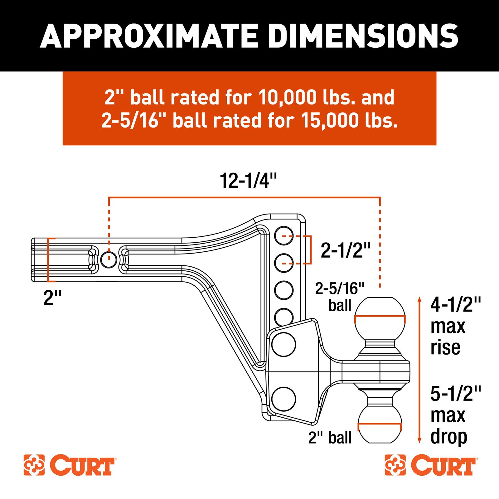 Curt Manufacturing 45935 CURT Adjustable Ball Mounts | Summit Racing