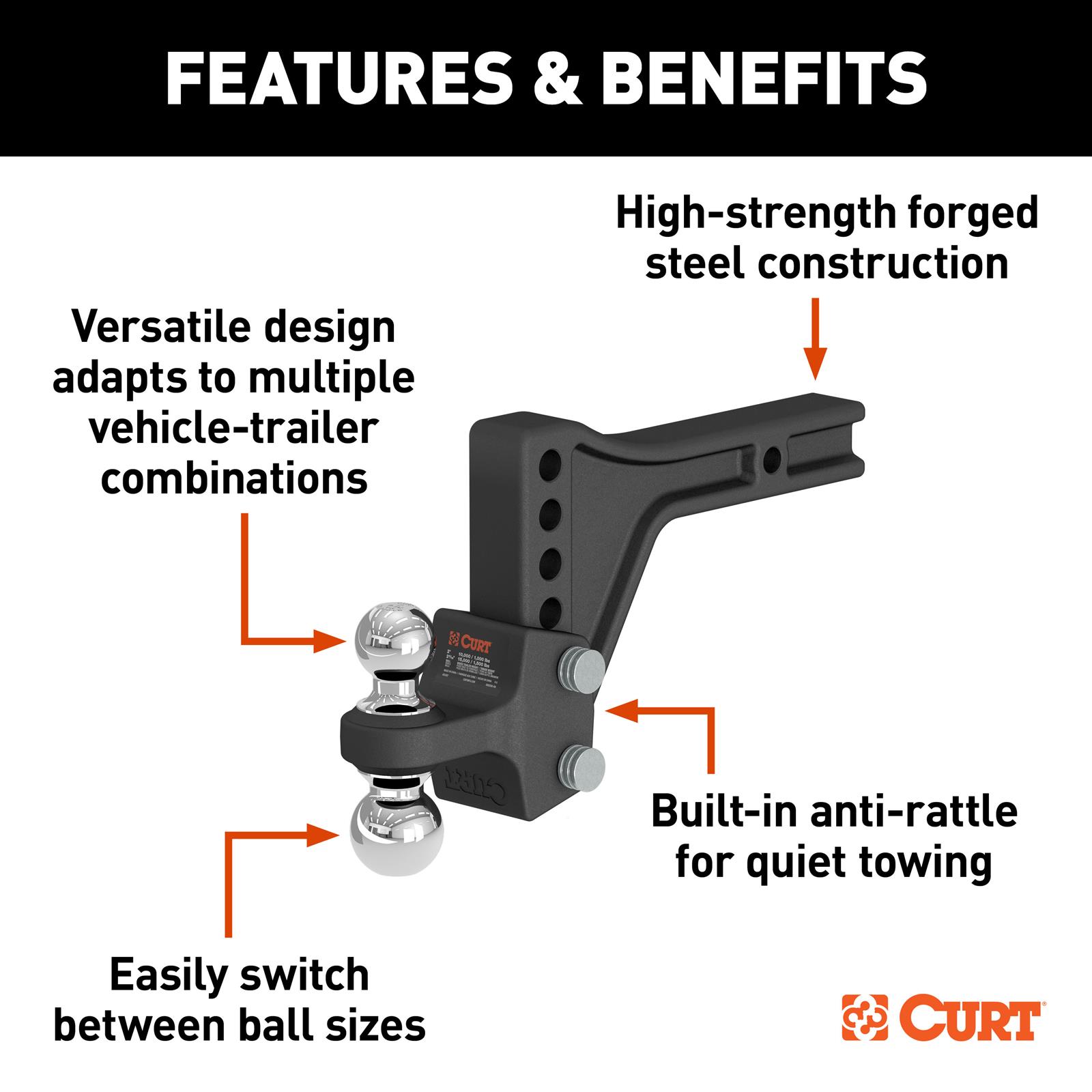 Curt Manufacturing 45935 CURT Adjustable Ball Mounts | Summit Racing