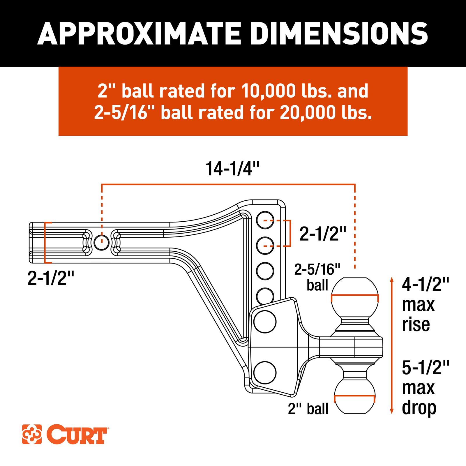 Curt Manufacturing Receiver Hitches 45937 Adjustable Hitch thumbnail 3