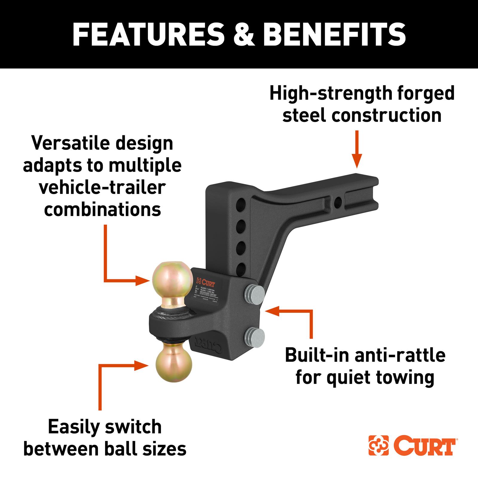 Curt Manufacturing Receiver Hitches 45937 Adjustable Hitch thumbnail 2