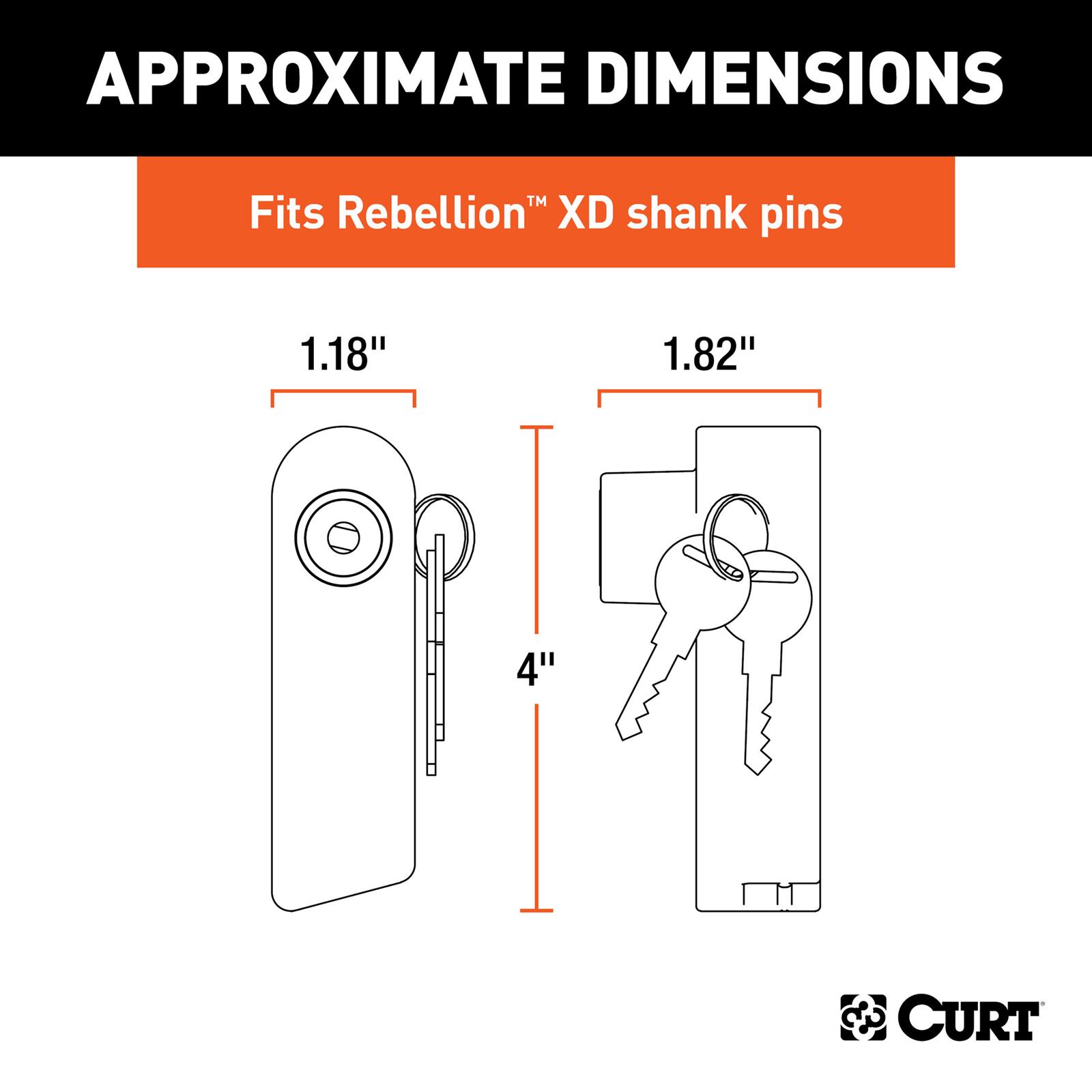 CURT Rebellion XD Tongue Locks 45938 Receiver Hitch and Coupler Locks, Trailer Hitch Lock, Lock, Each thumbnail 2