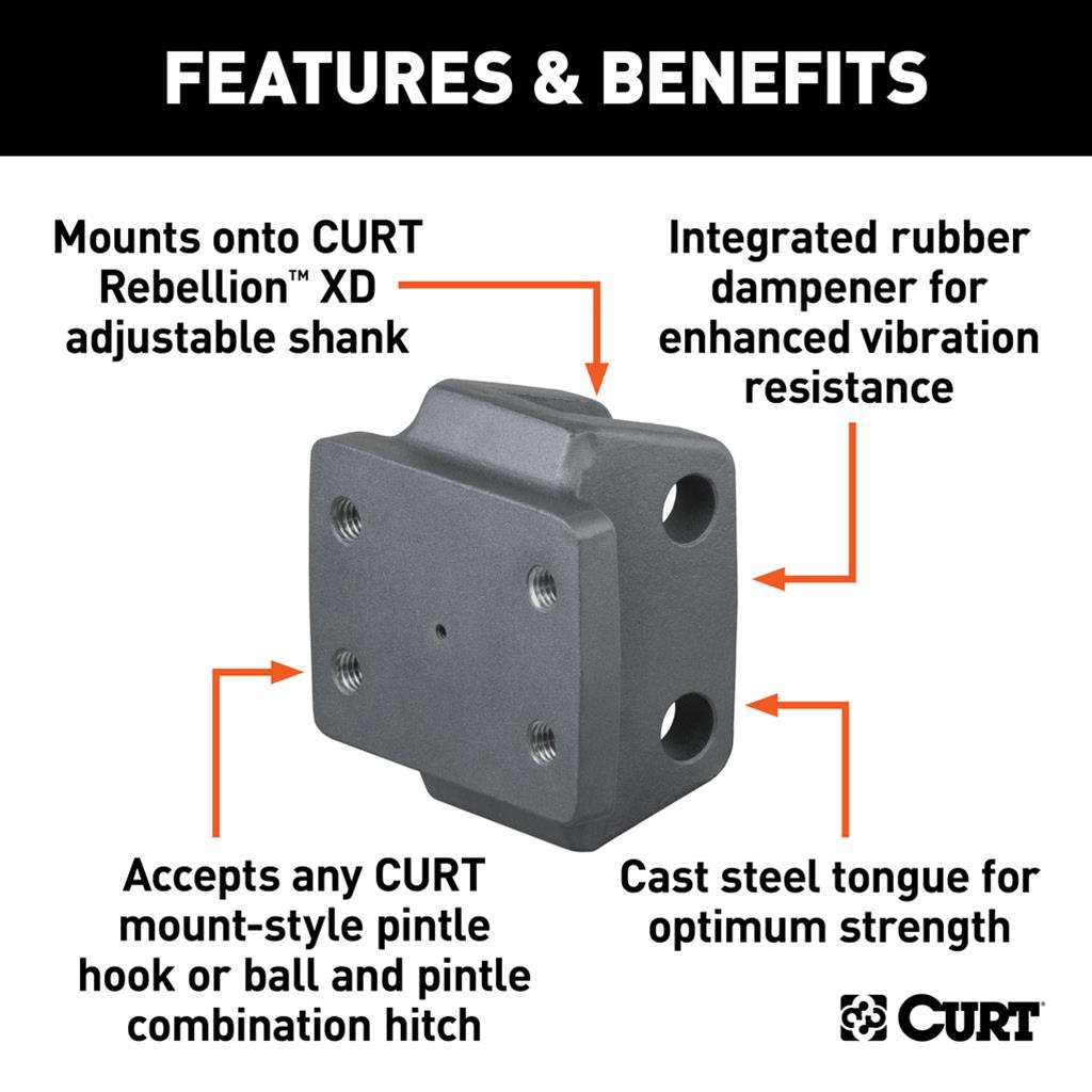 Curt Manufacturing Pintle Mounts 45950 Hook Mounting Plate, Rebellion XD Mount Attachment thumbnail 2